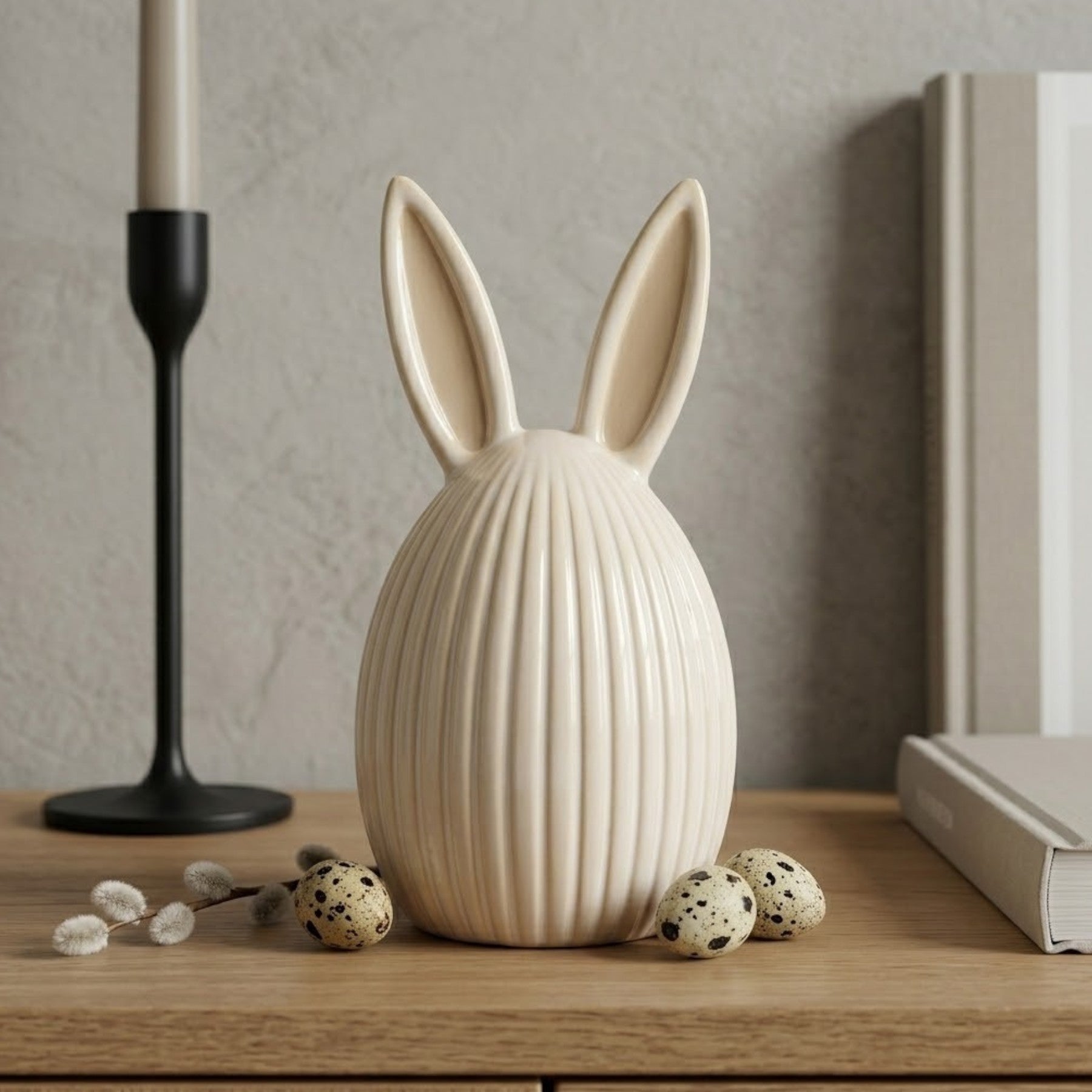 Ribbed Easter Egg Bunny Ears Ornament