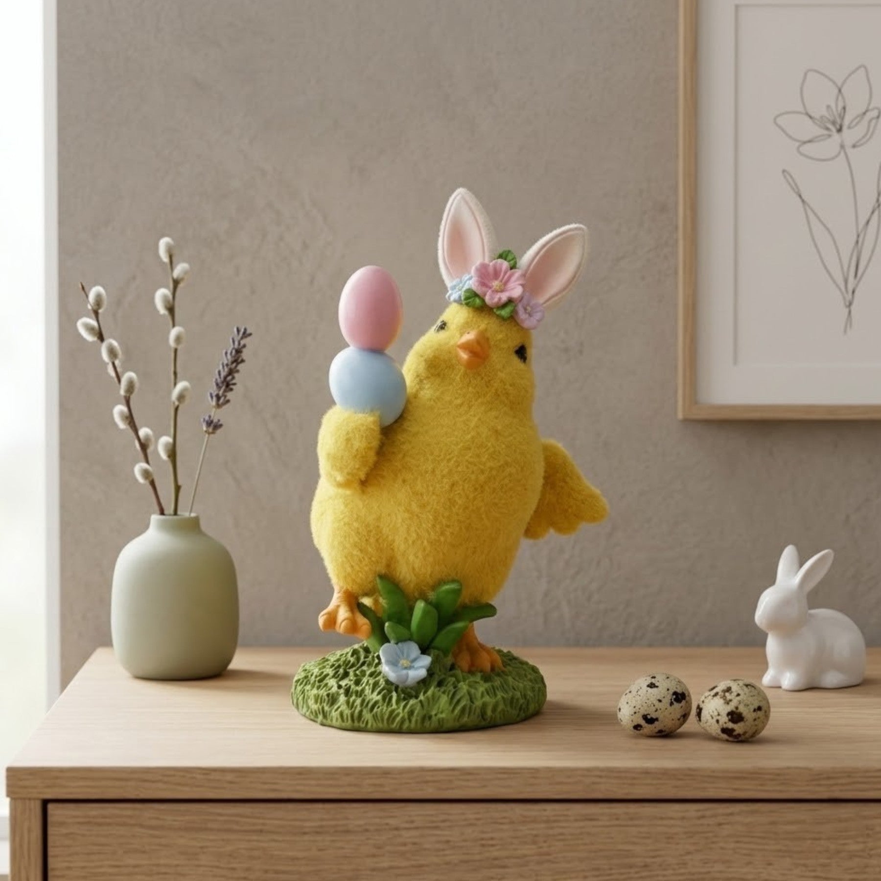 Springtime Fluffy Easter Chick Eggs Ornament