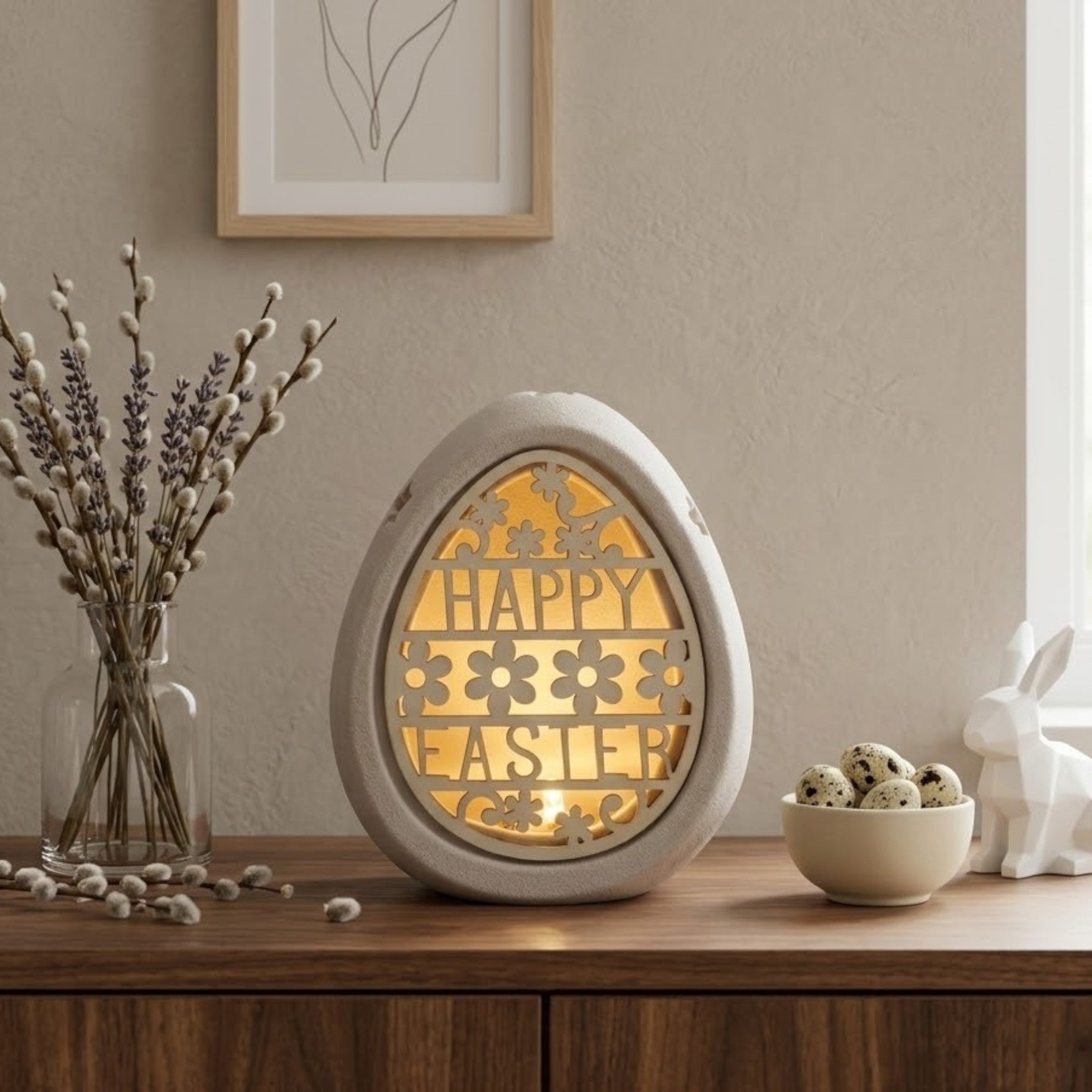 Happy Easter Cut Out LED Egg Ornament