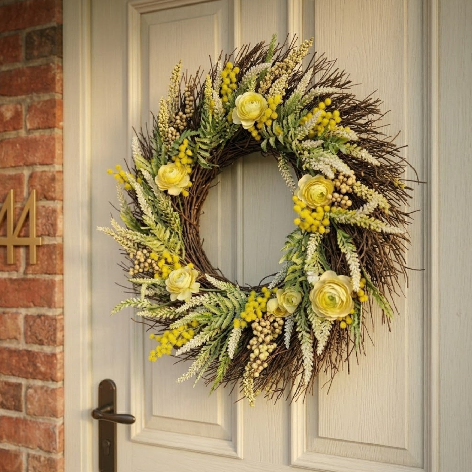 Springtime Yellow Floral Door Wreath