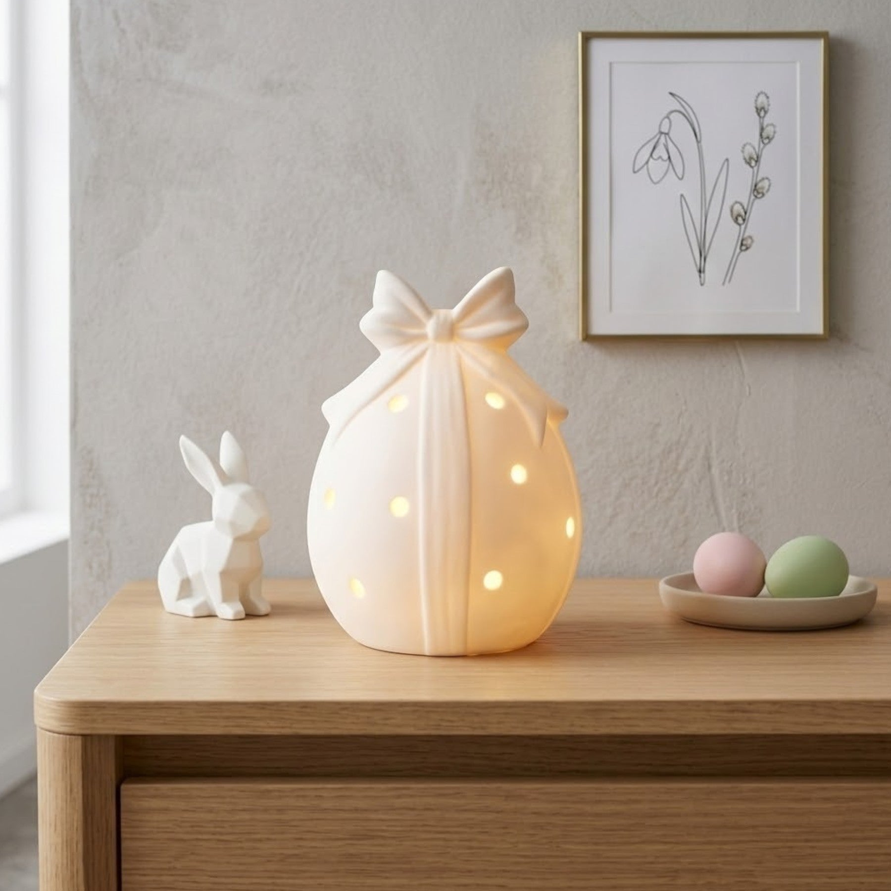 Springtime LED Bow Egg Ornament