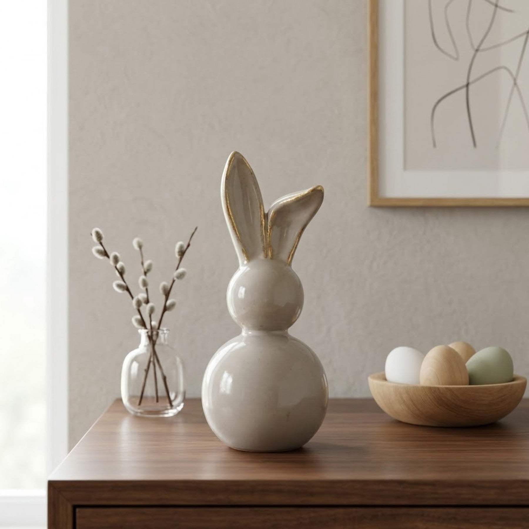 Springtime Grey Bunny Ornament