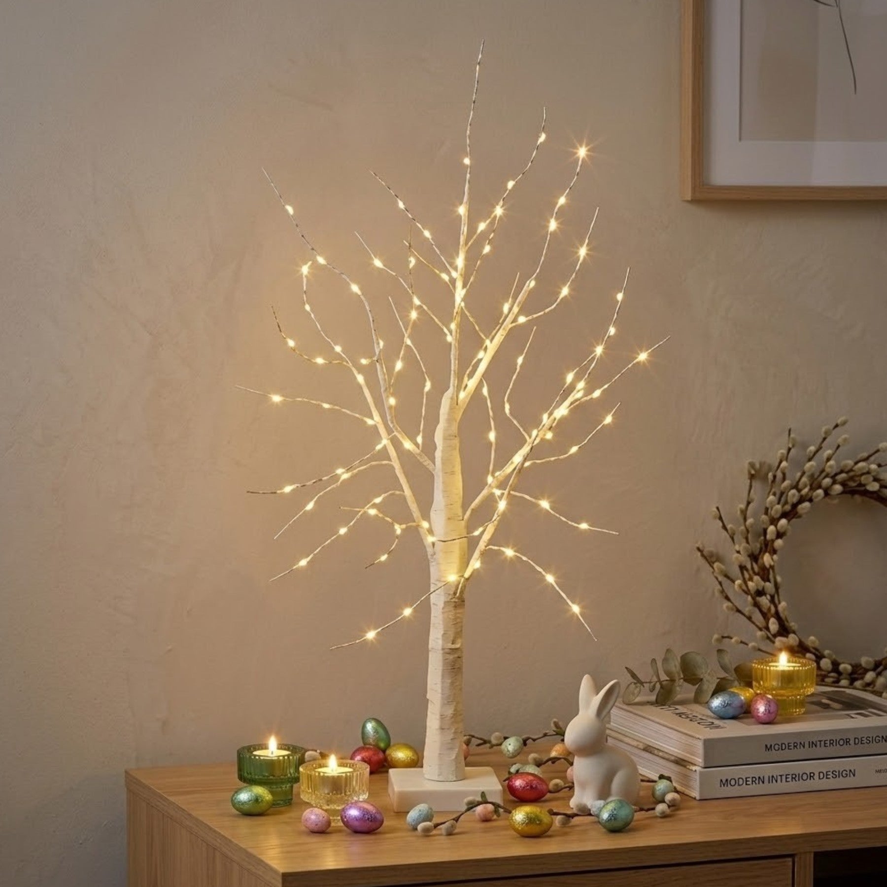 108 LED Springtime Easter Birch Tree
