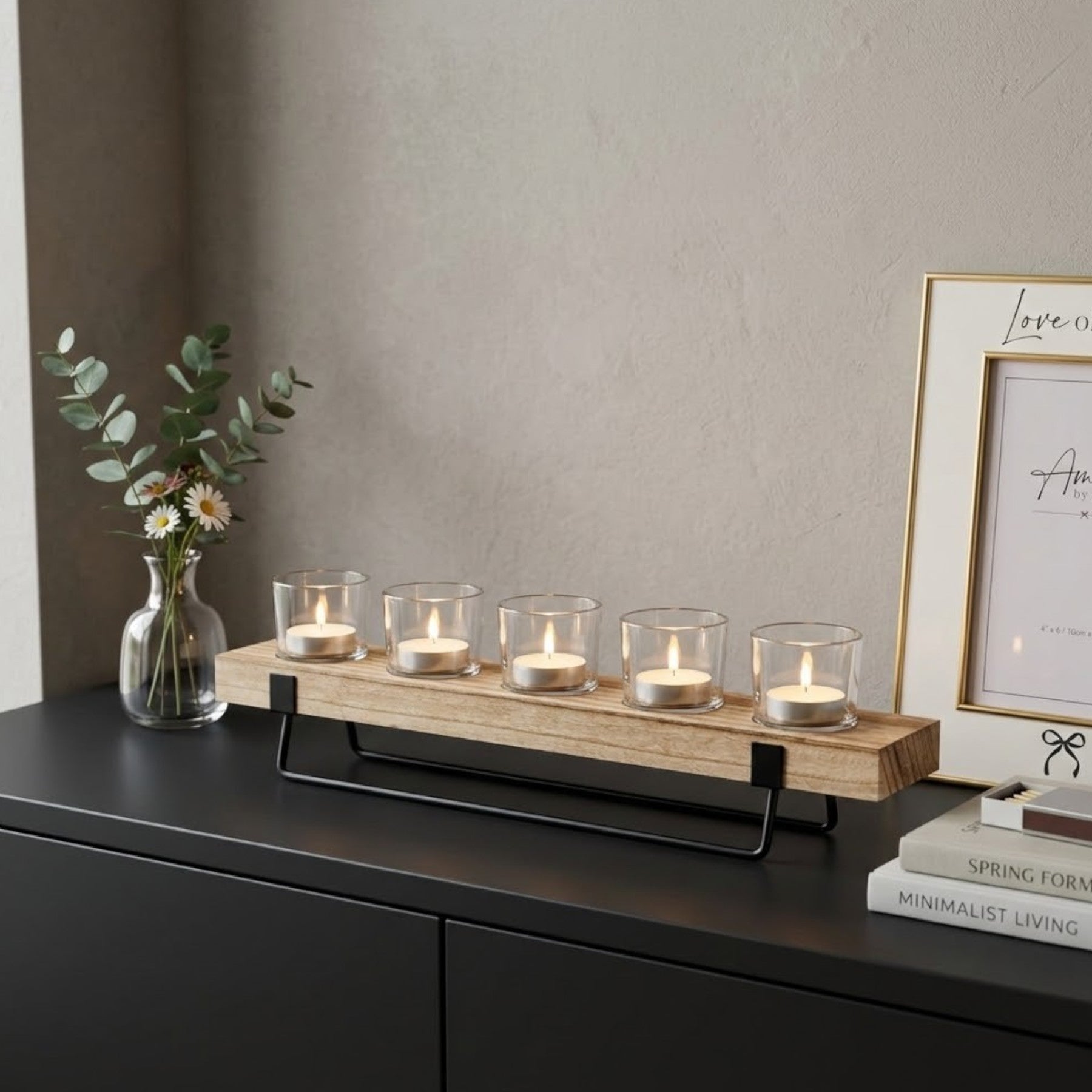 Mango Wood 5 Tealight Candle Holder