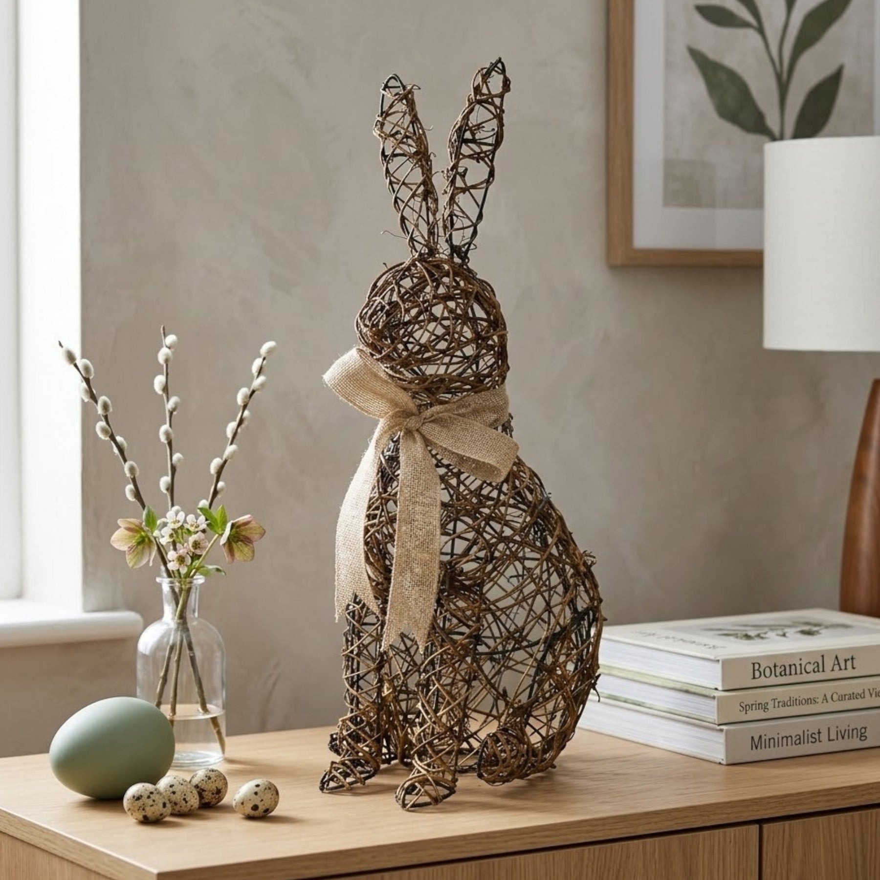 Standing Rattan Bunny Decoration