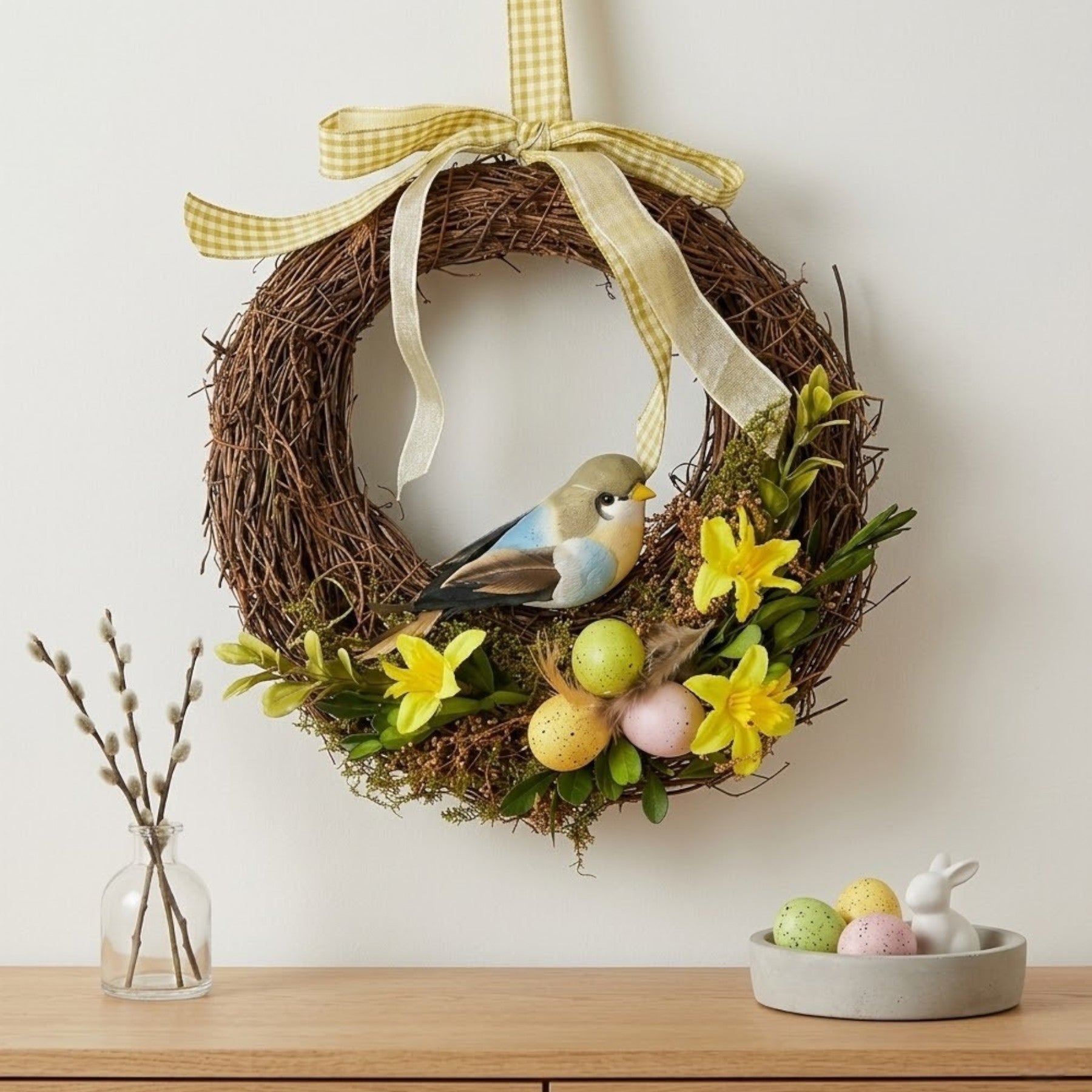 Springtime Hanging Bird Easter Wreath
