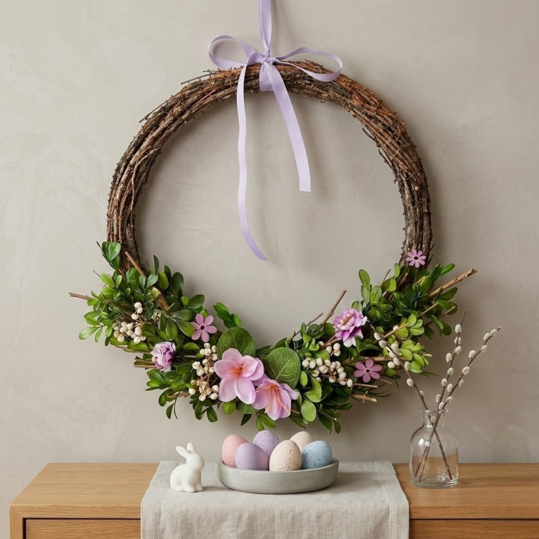 Springtime Hanging Peony Floral Wreath