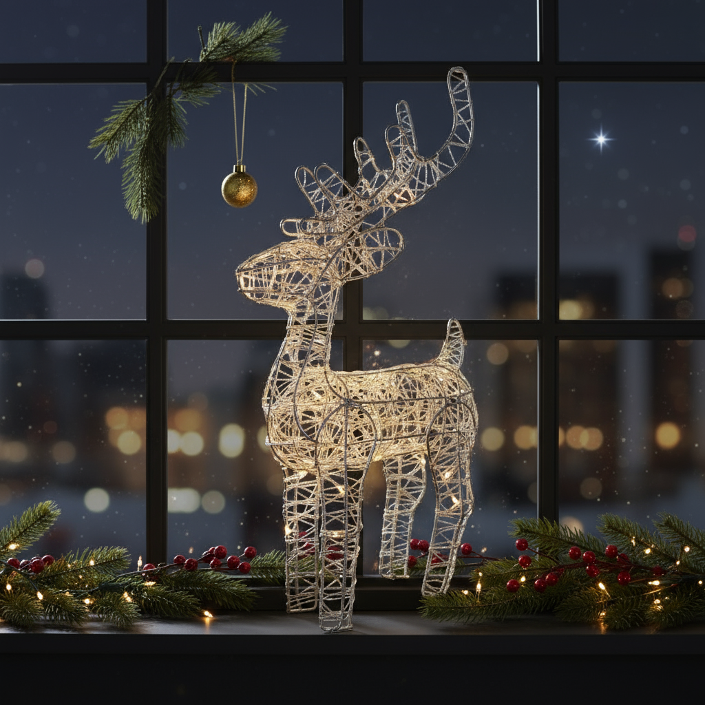 Light Up Standing Wire Christmas Reindeer