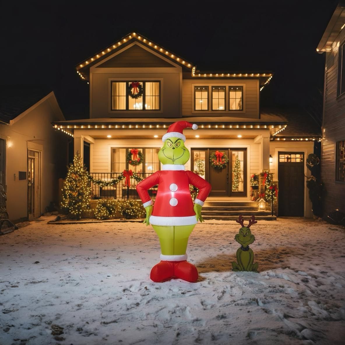 5ft Light Up Standing Grinch Inflatable