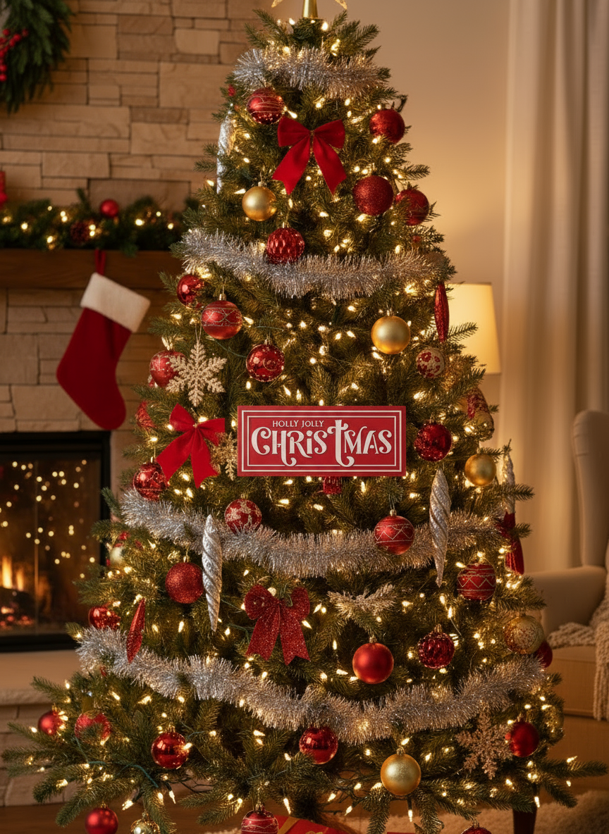 Holly Jolly Christmas Metal Sign