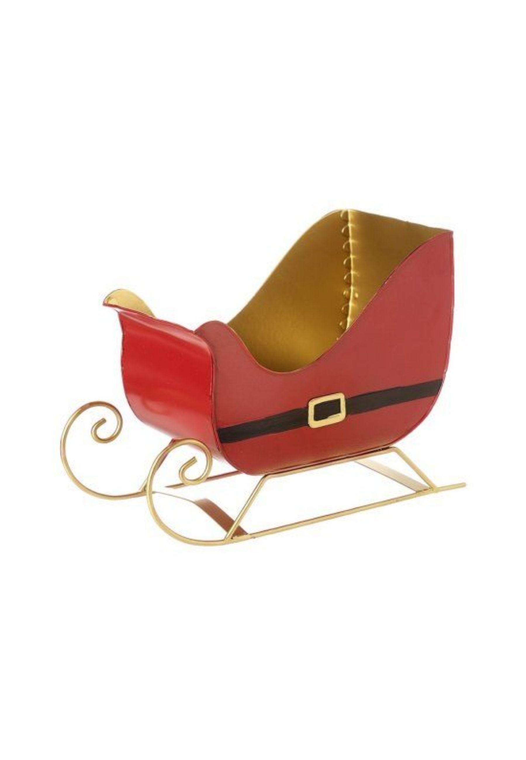 Santas Red Metal Sleigh Decoration