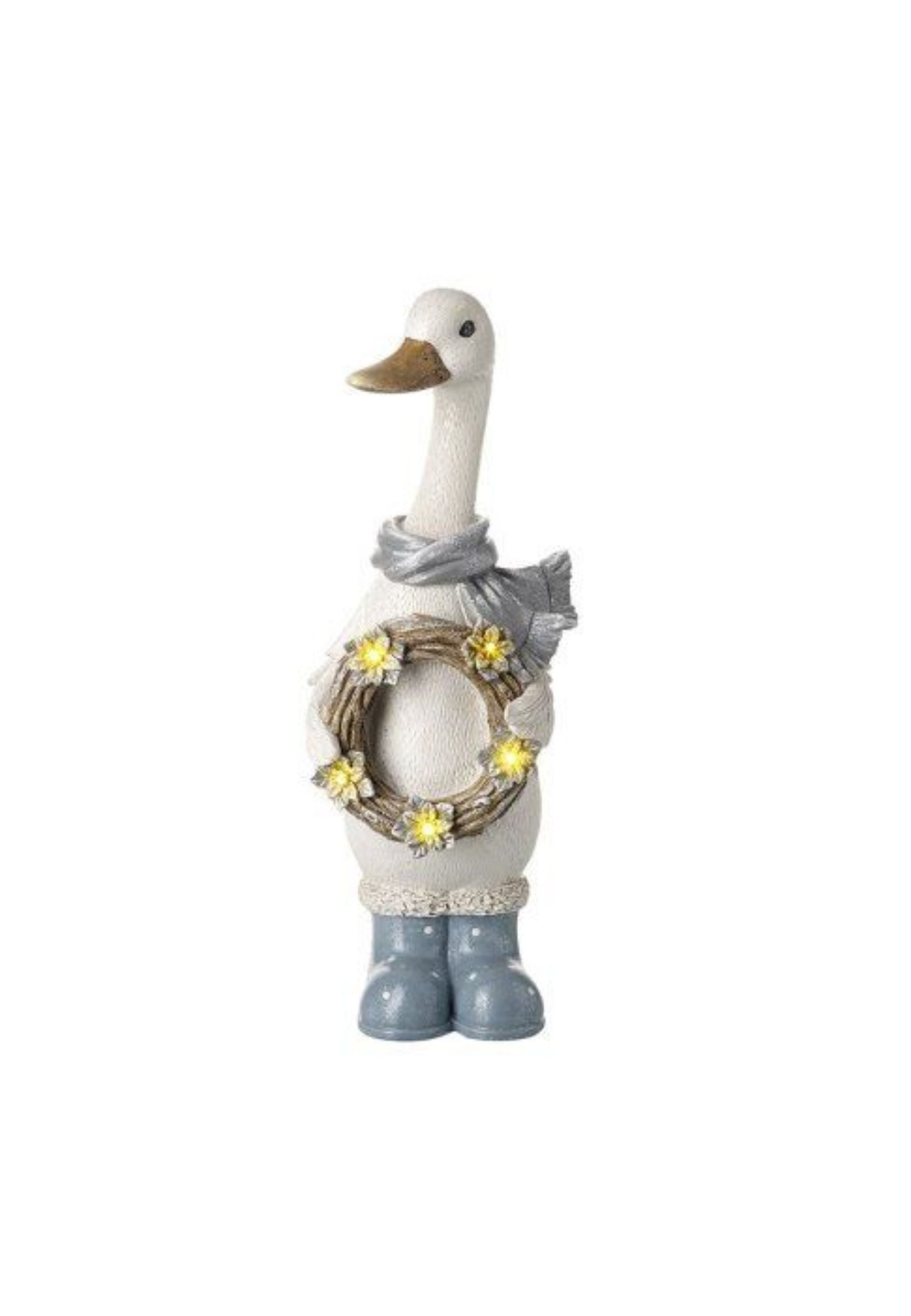 Standing Duck With Light Up Wreath