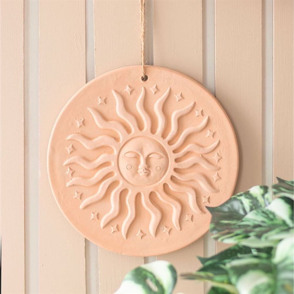 Hanging Terracotta Sun Garden Wall Plaque