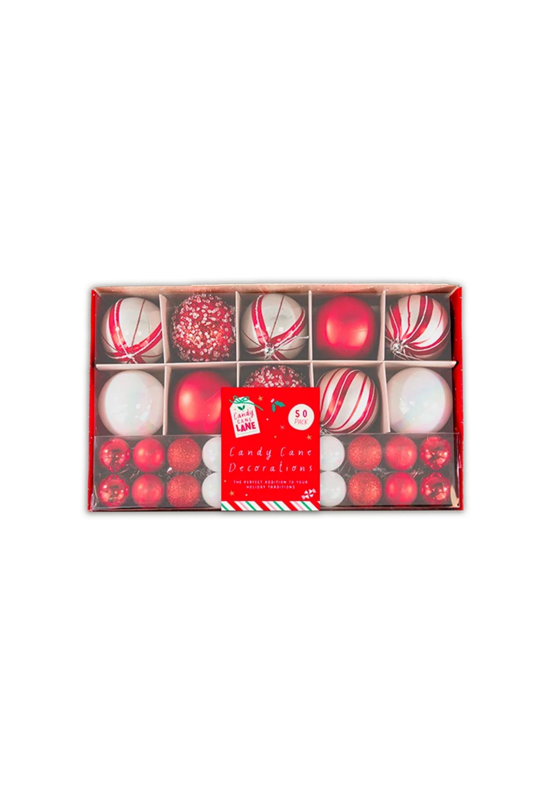 50 Pack Luxury Candy Cane Bauble Set