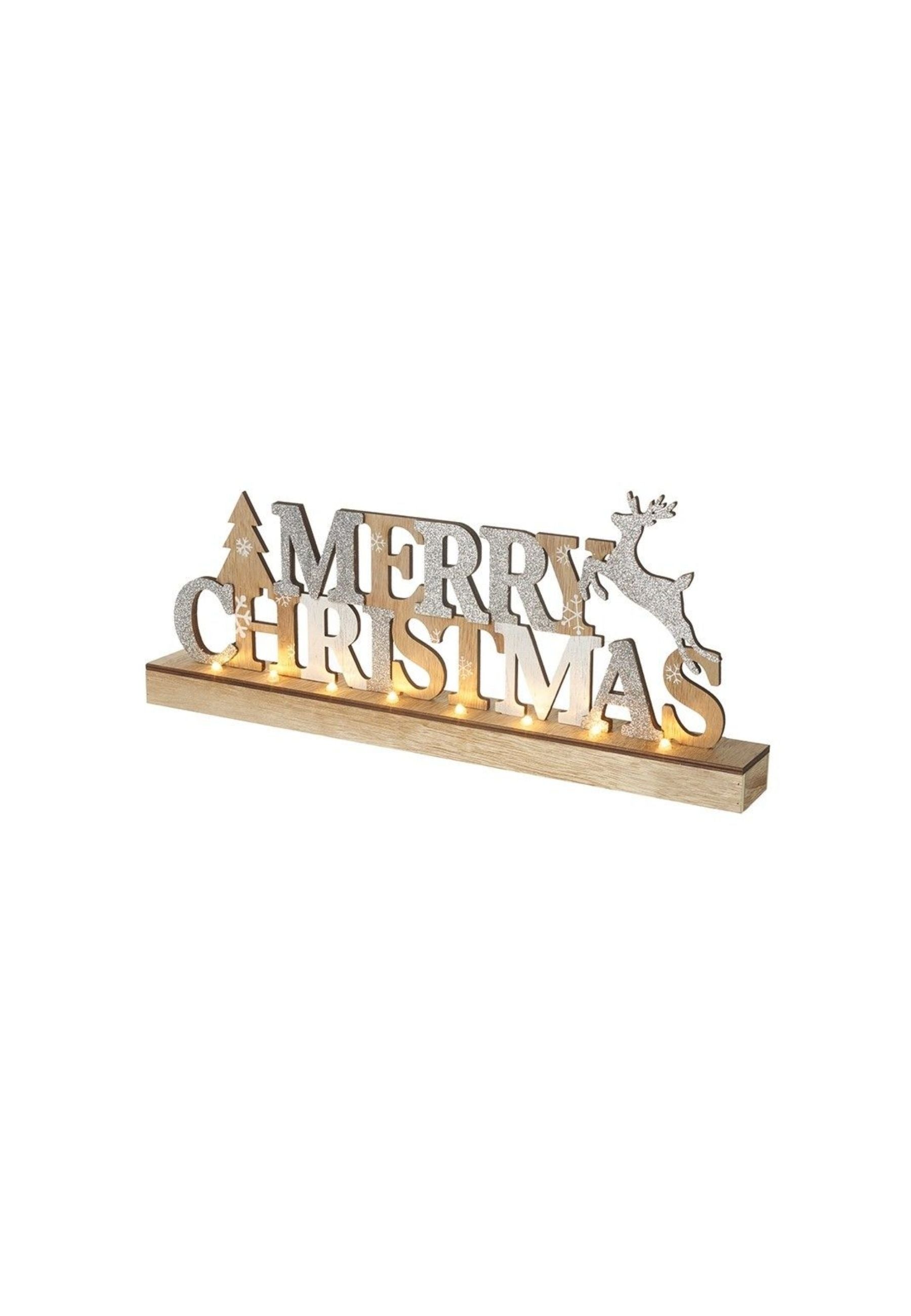 Merry Christmas Light Up Wooden Plaque