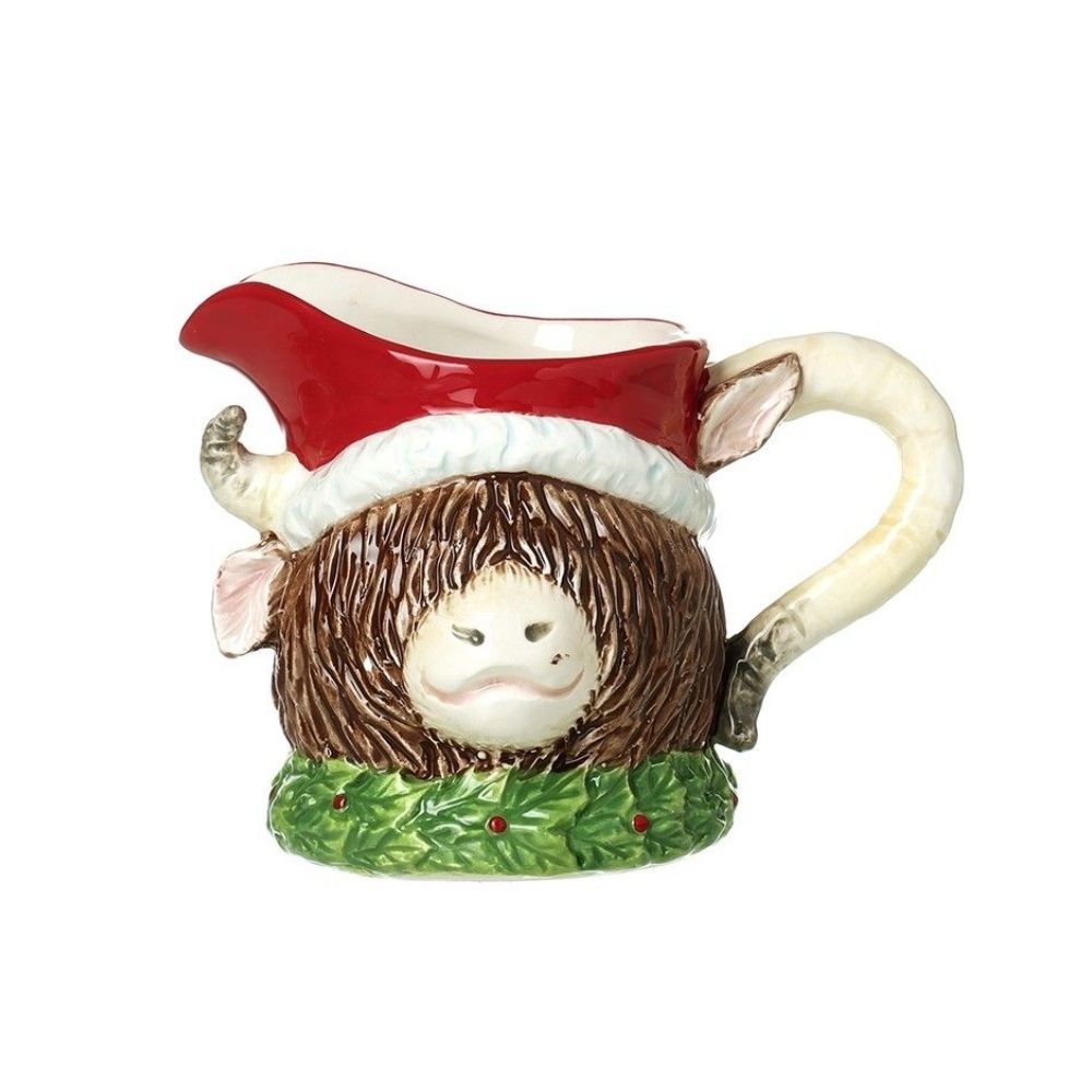 Highland Cow Christmas Santa Hat Jug