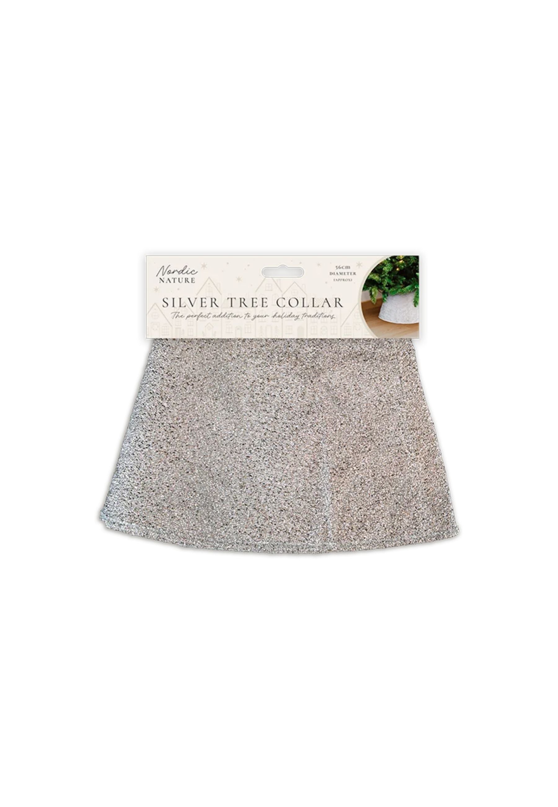Silver Glitter Christmas Tree Collar Skirt
