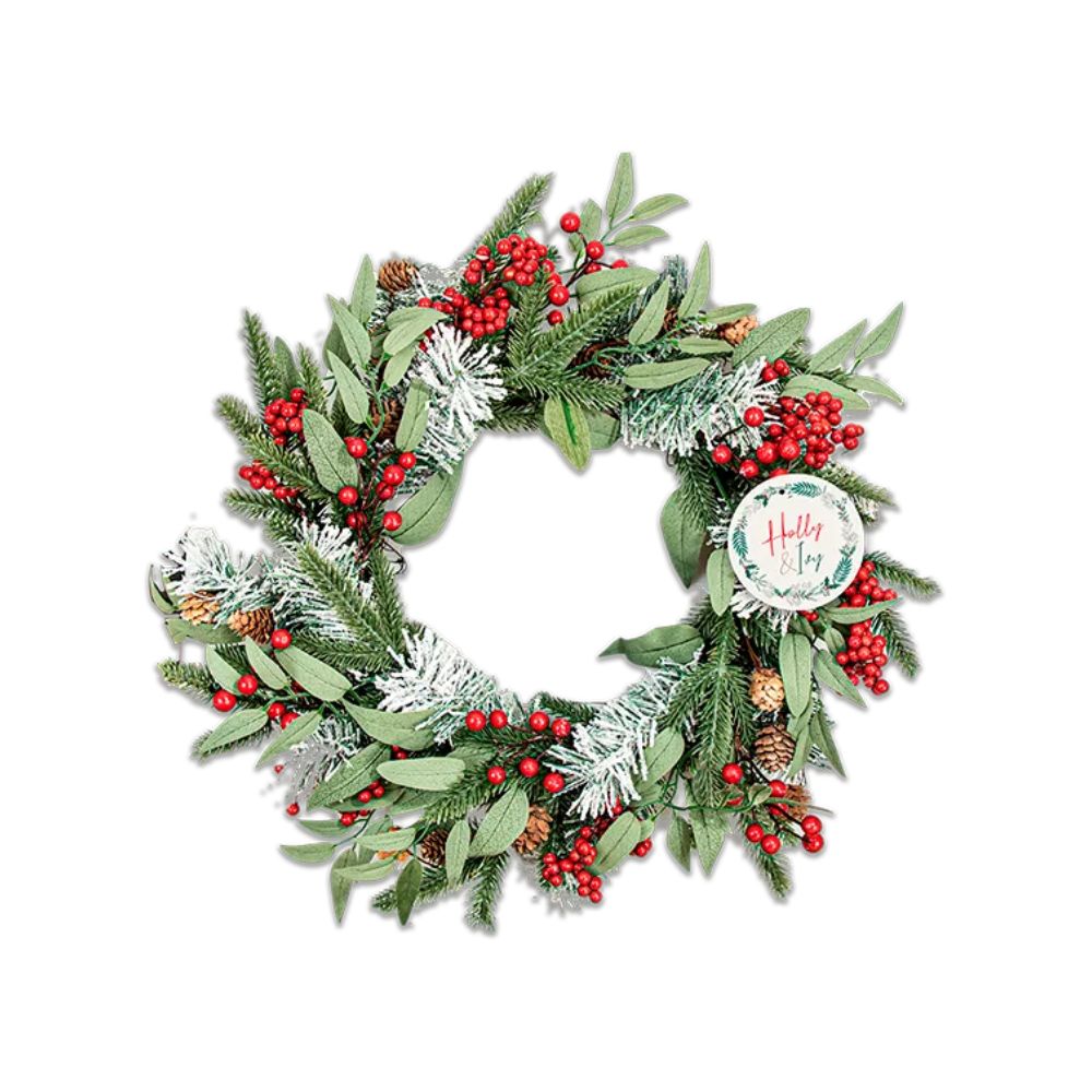 Frosted Berry And Pinecone Door Wreath