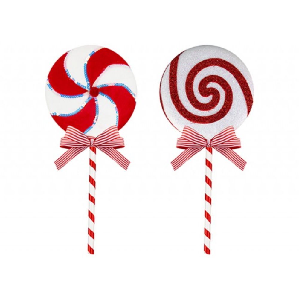 Set Of 2 Hanging Candy Cane Sweet Decorations
