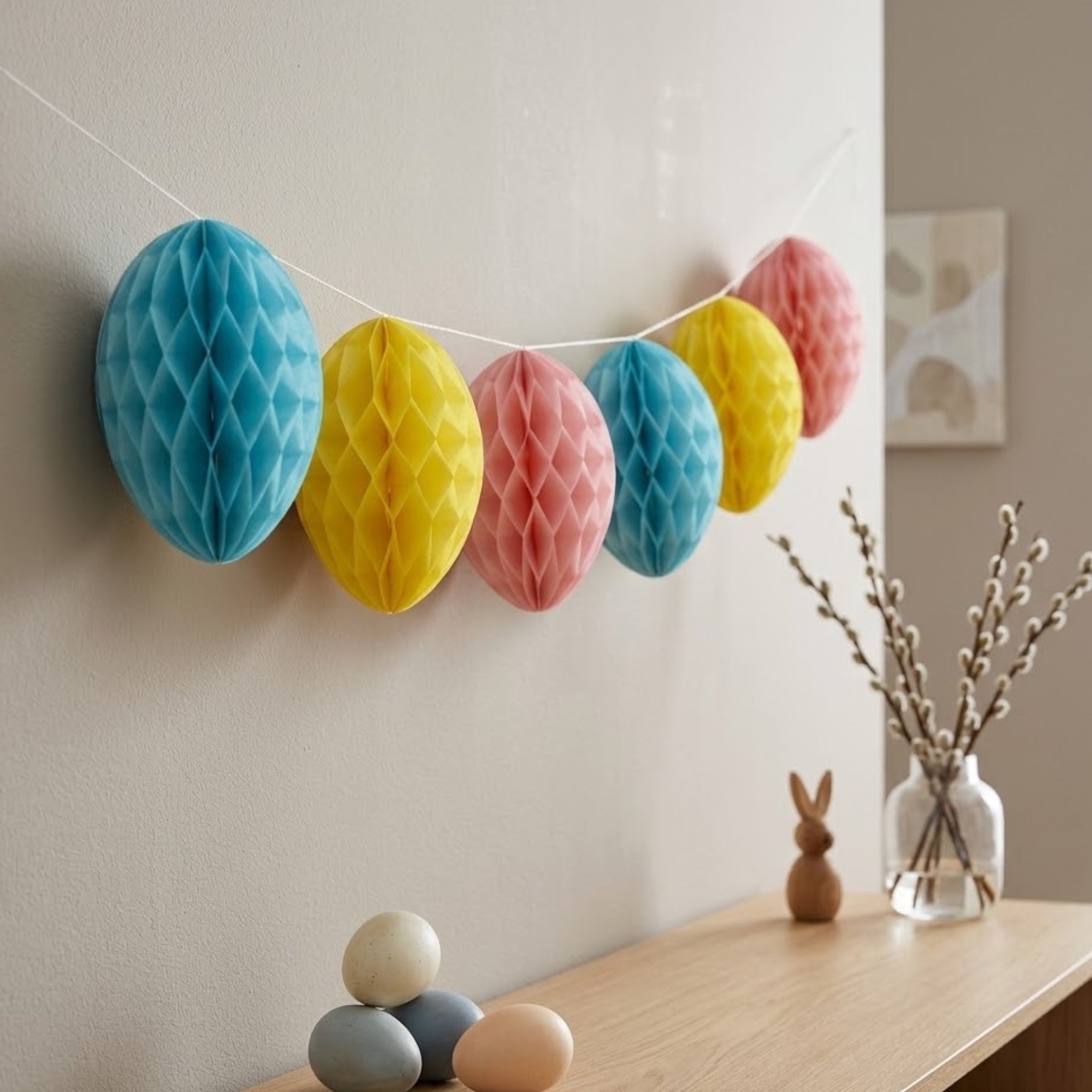 2m Honeycomb Easter Egg Bunting