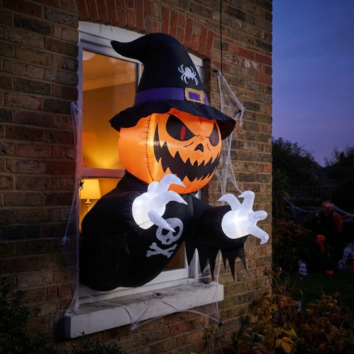Light Up Inflatable Pumpkin Witch Halloween Window Decoration