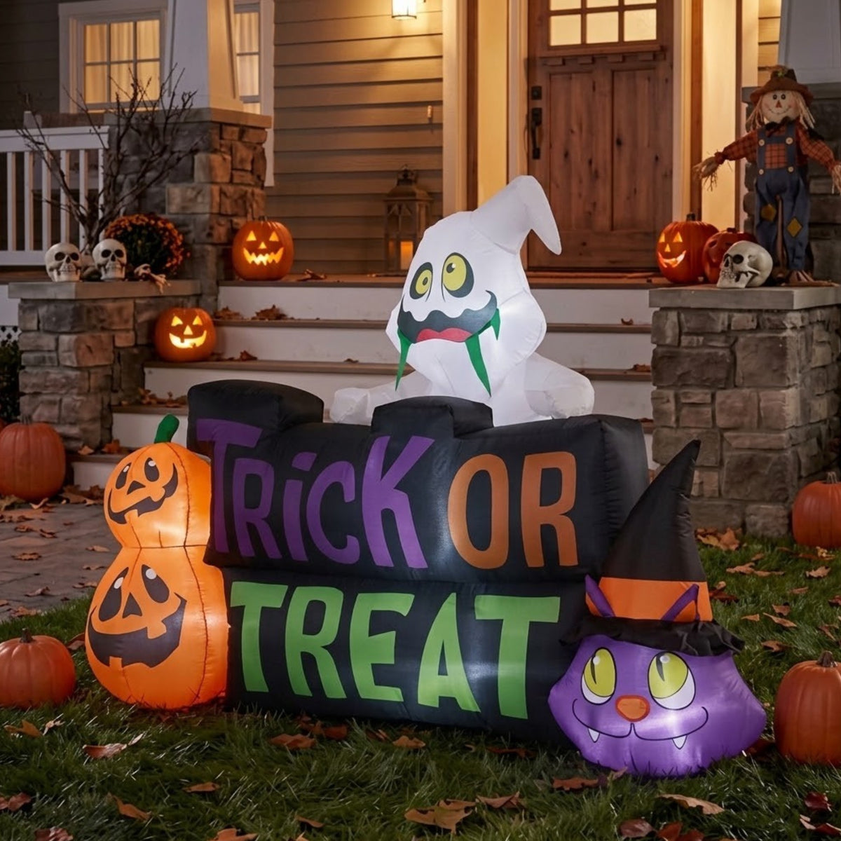 5.3ft Inflatable Trick Or Treat Ghost Sign