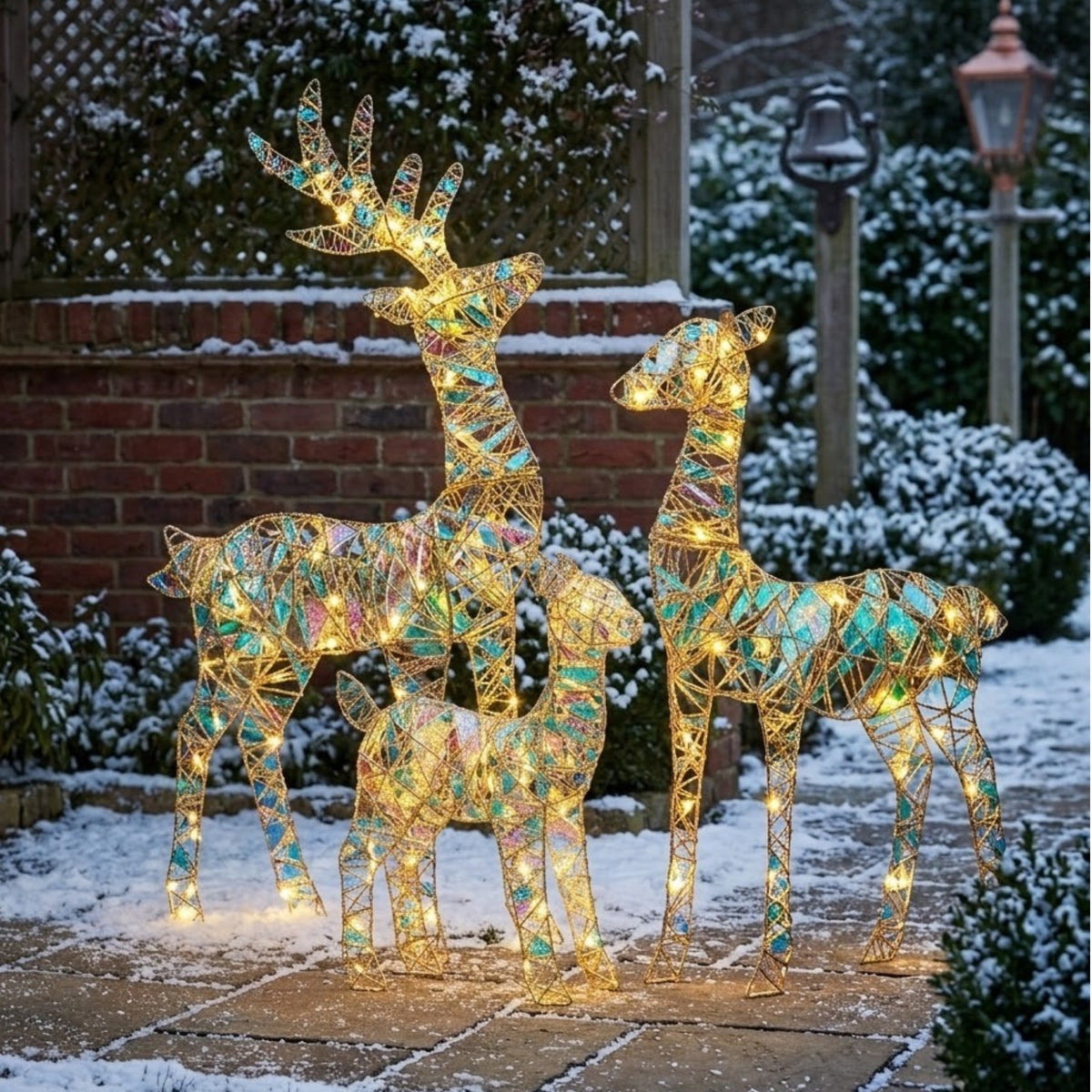 Set of 3 Iridescent Light Up Reindeer Family