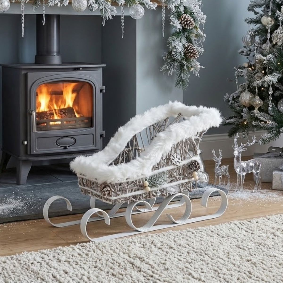 Wonderland Frosted Christmas Sleigh Display