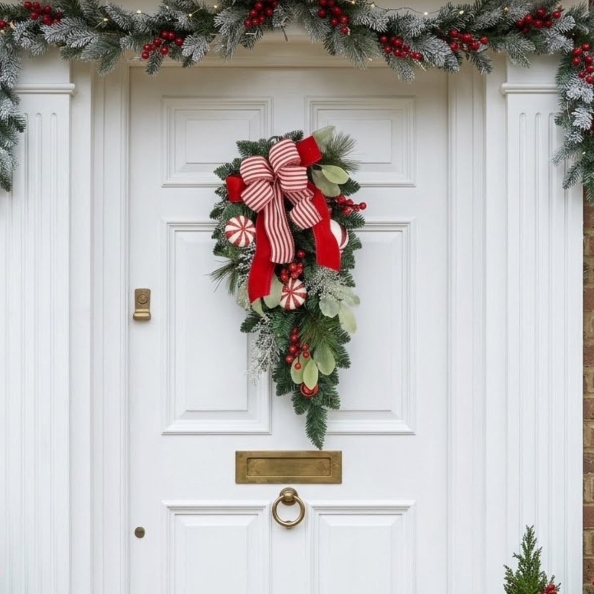 Festive Ribbon Candy Christmas Door Hanger