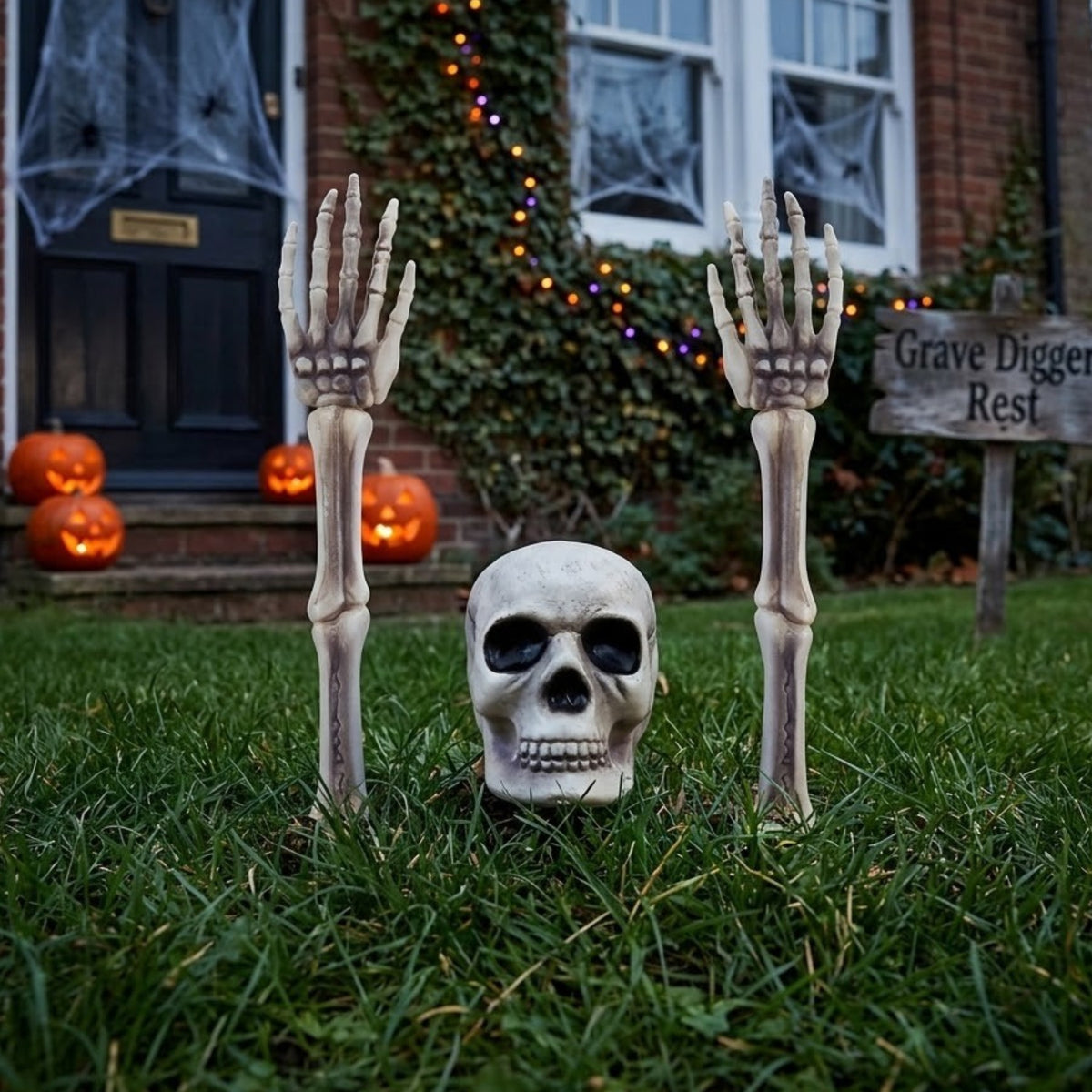 Realistic Buried Skeleton Halloween Stake Set