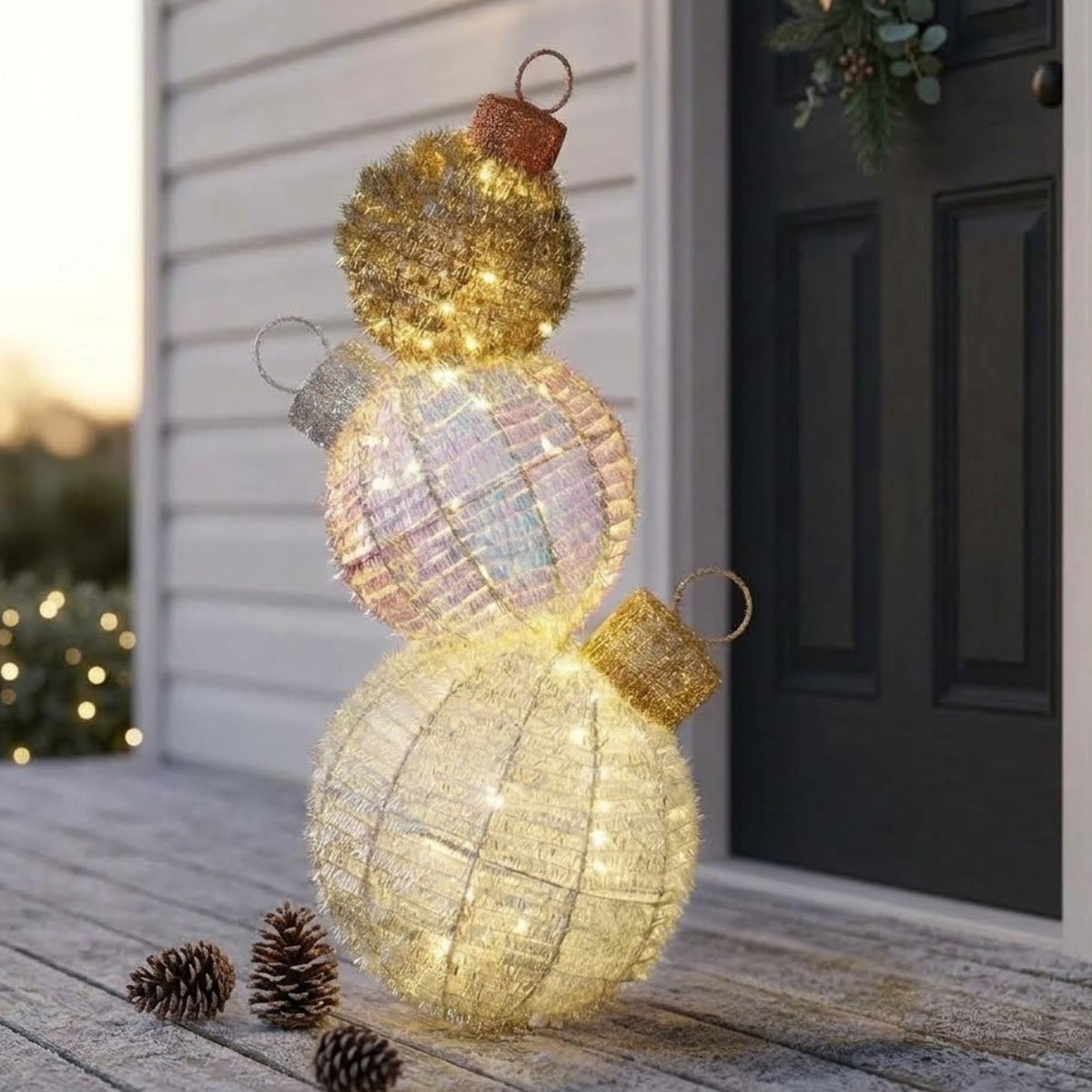Noel Christmas Light Up Bauble Stack
