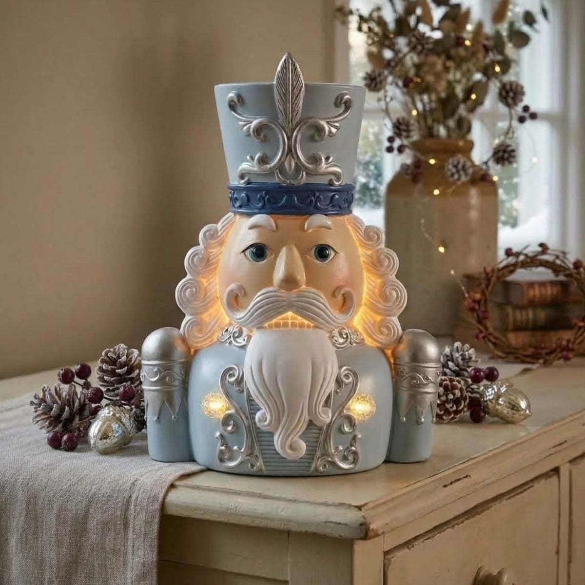 Noel Christmas Blue Light Up Nutcracker