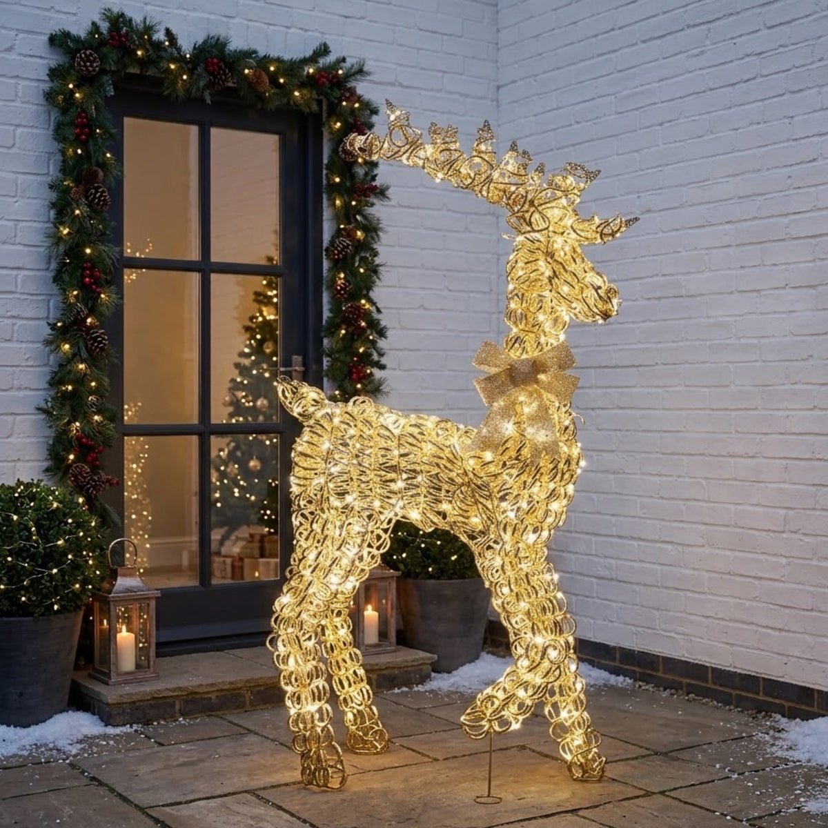 6ft Titan Gold Metallic Looped LED Stag