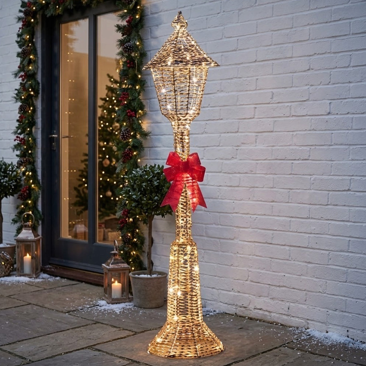 Tall Gold Twist Christmas Lamp Post