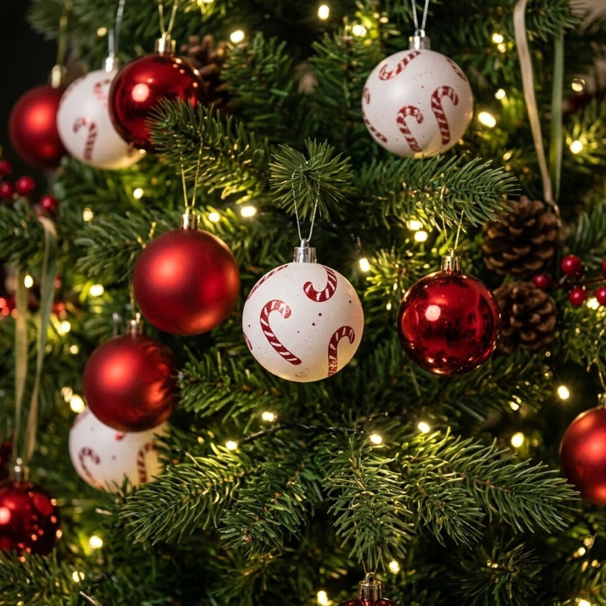 20 Pack Assorted Candy Cane Christmas Baubles