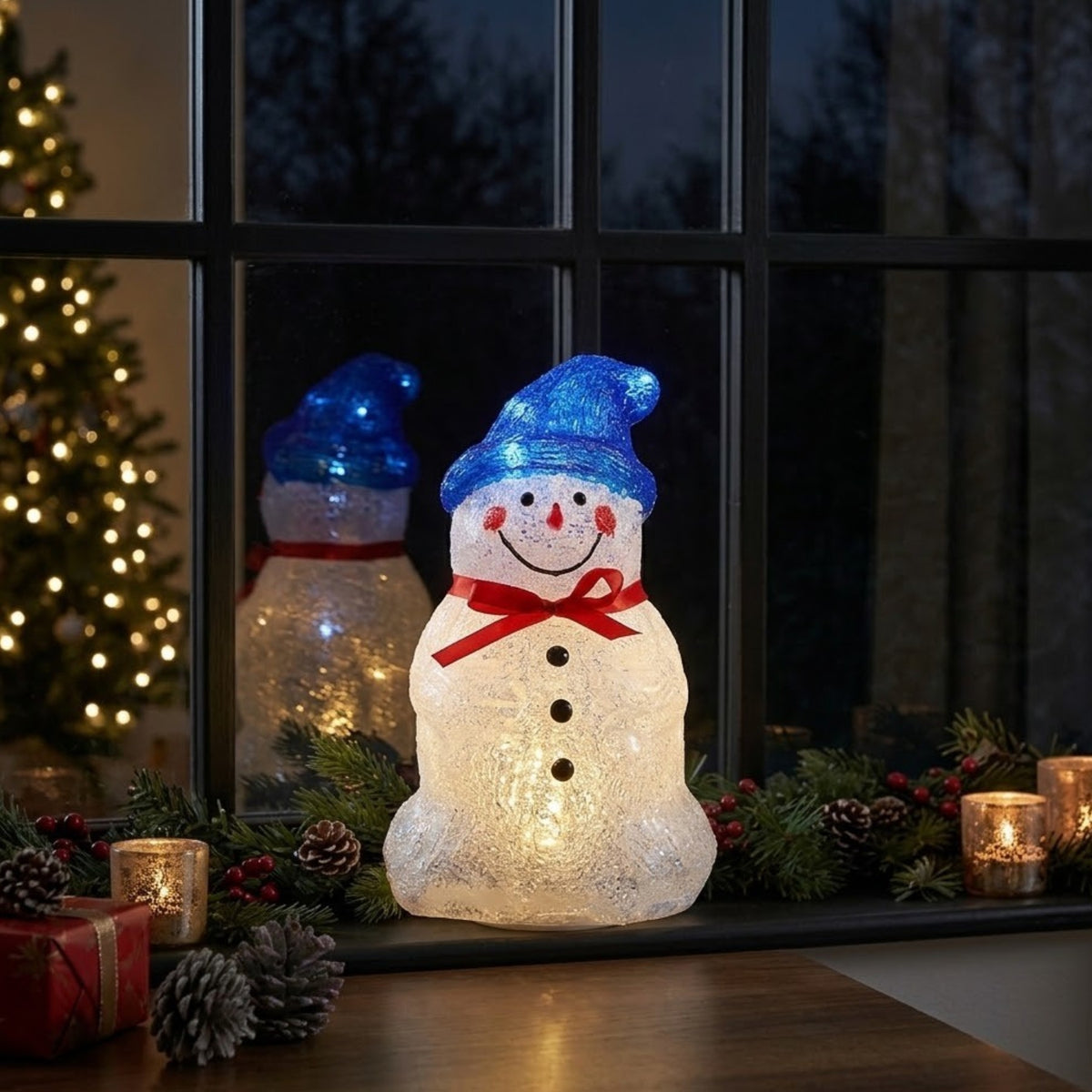 LED Battery Operated Snowman Light Ornament