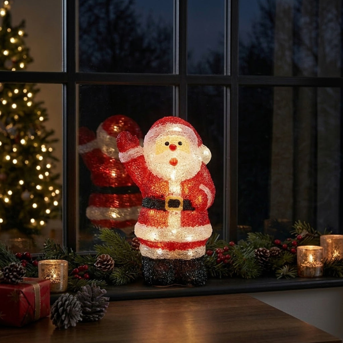 LED Battery Operated Santa Ornament Light