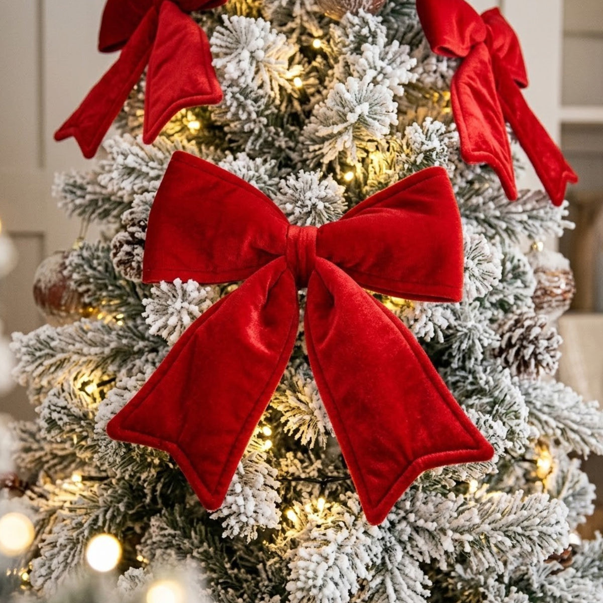 Classic Red Velvet Bow Christmas Decoration