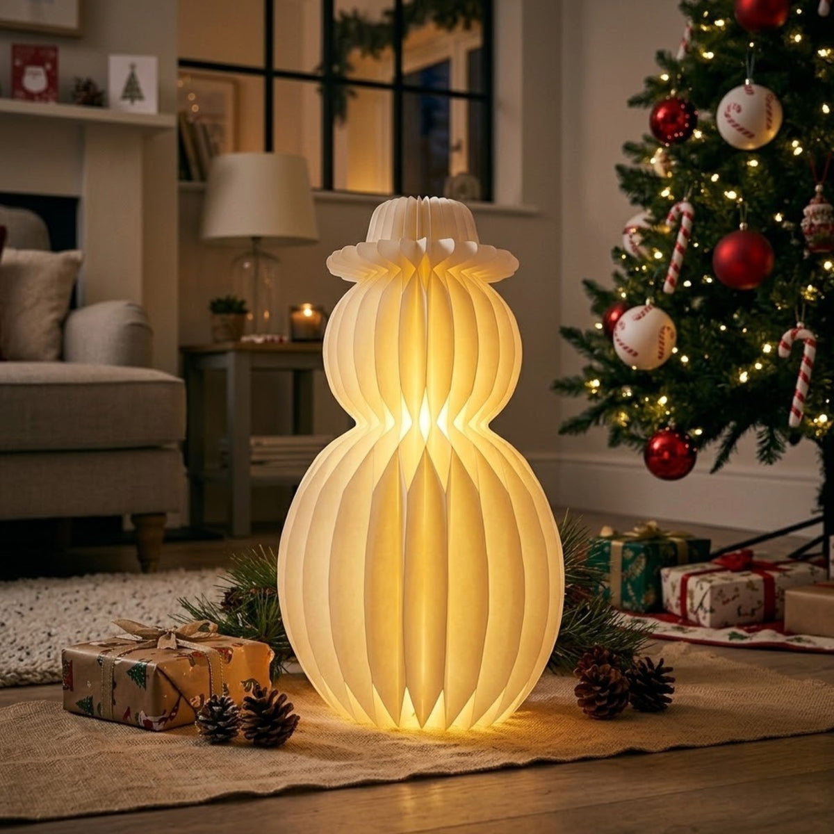 Light Up Snowman Paper Decoration