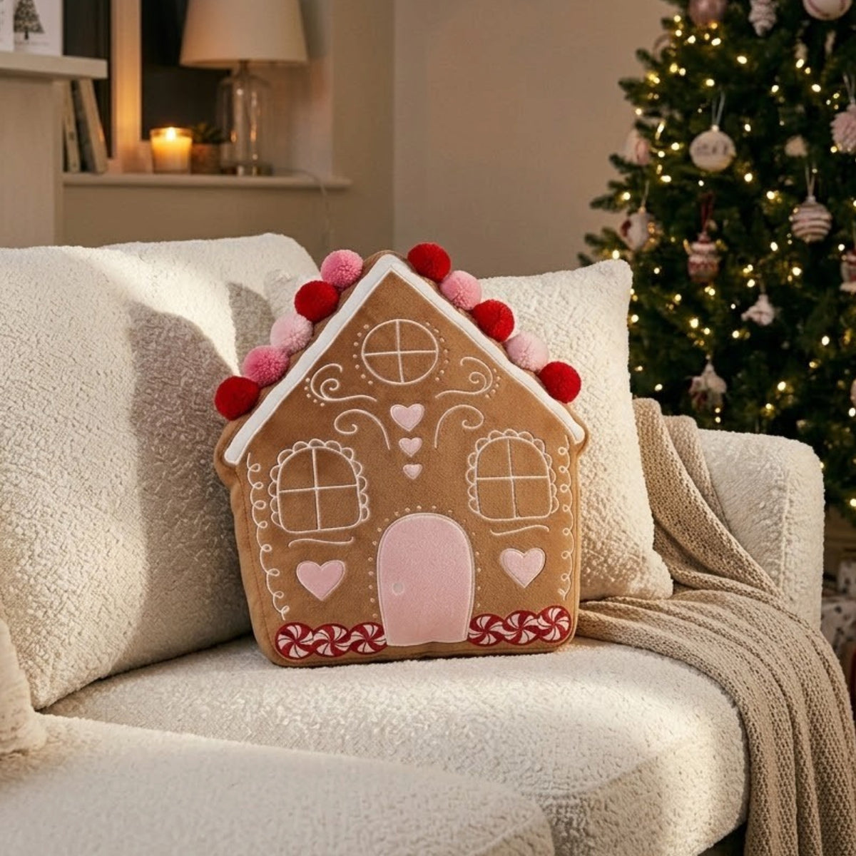 Gingerbread House Decorative Cushion