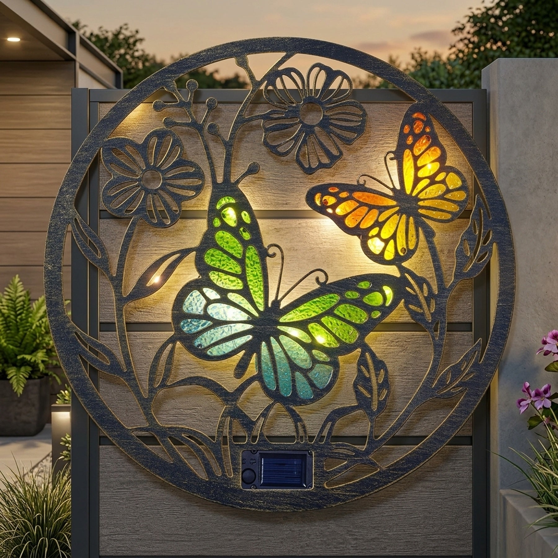Papillon Solar Butterfly Disc Wall Light