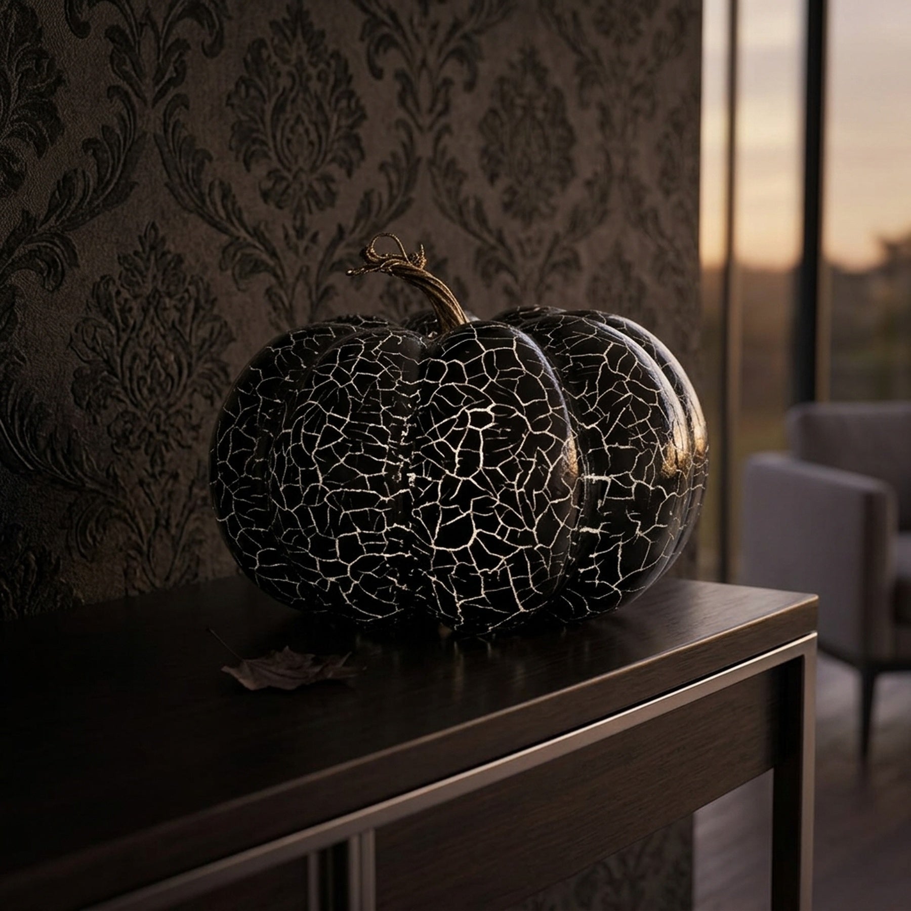 Striking Crackled Finish Pumpkin