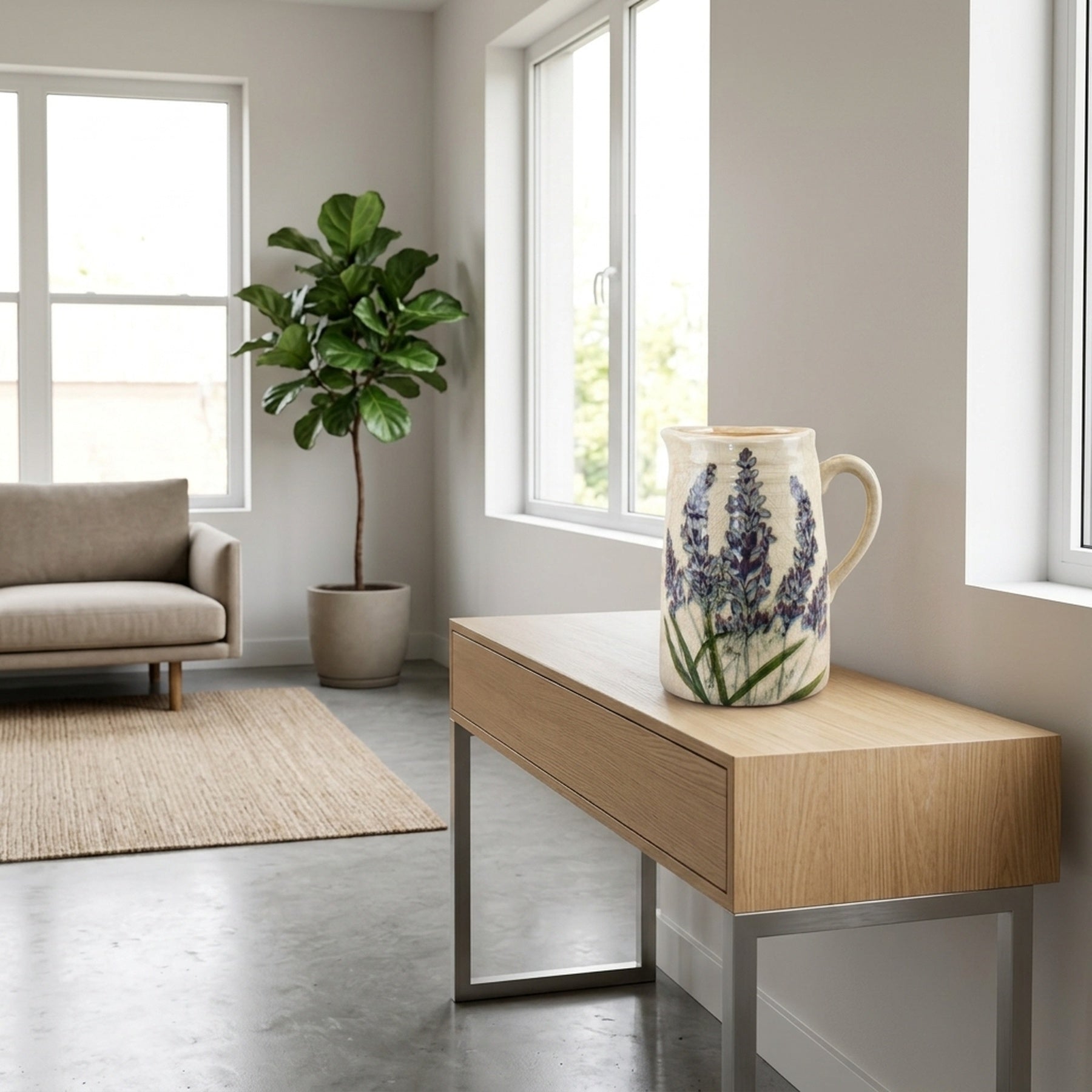 Lavender Design Ceramic Vase Jug