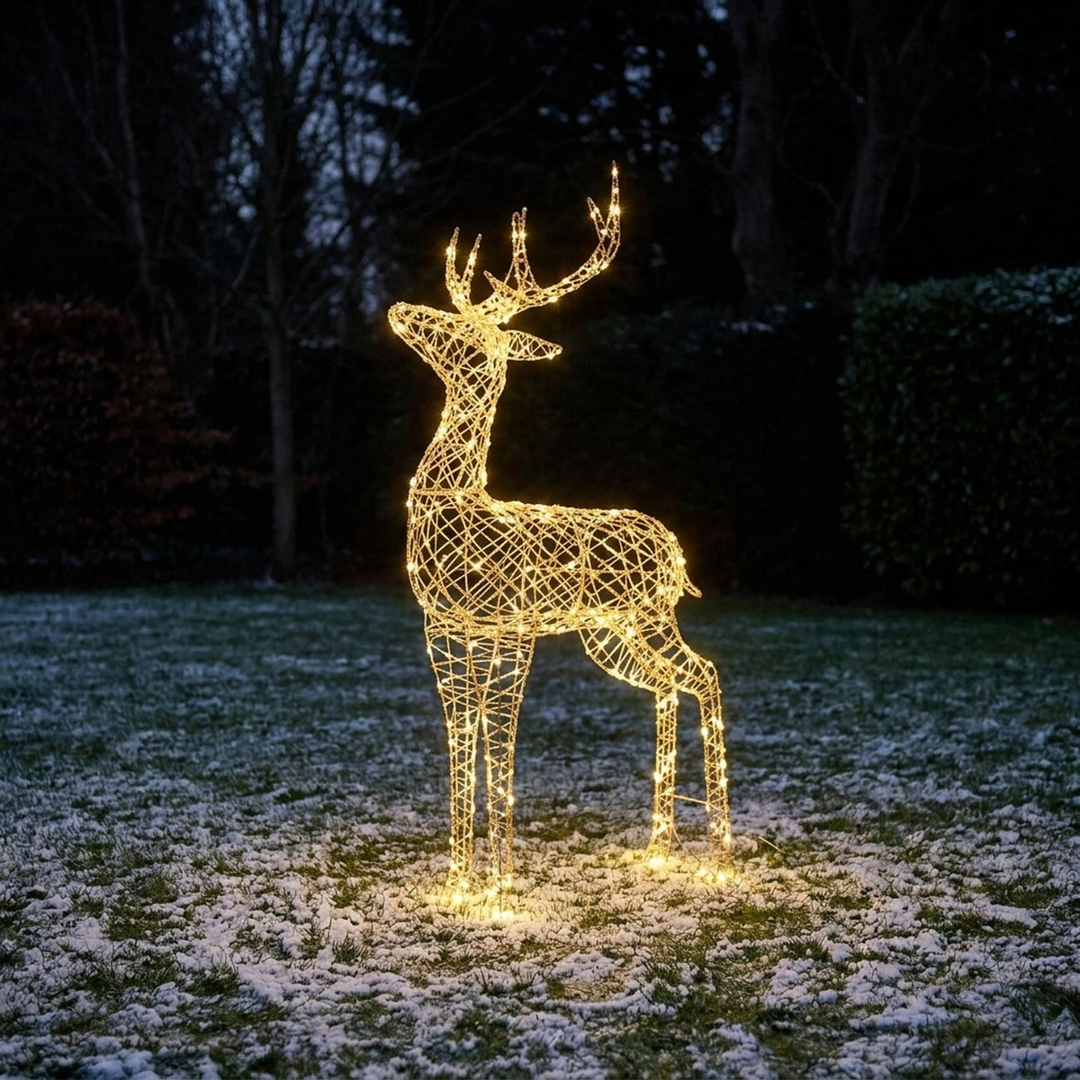 Multi Action Lit Rattan Proud Stag