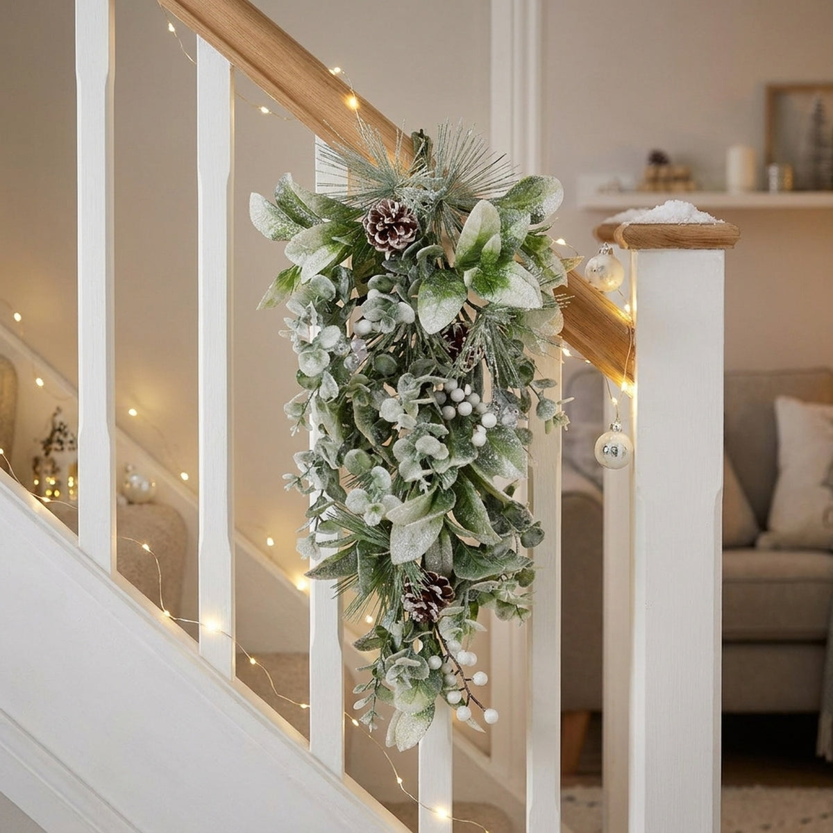 Frosted White Berries Christmas Swag