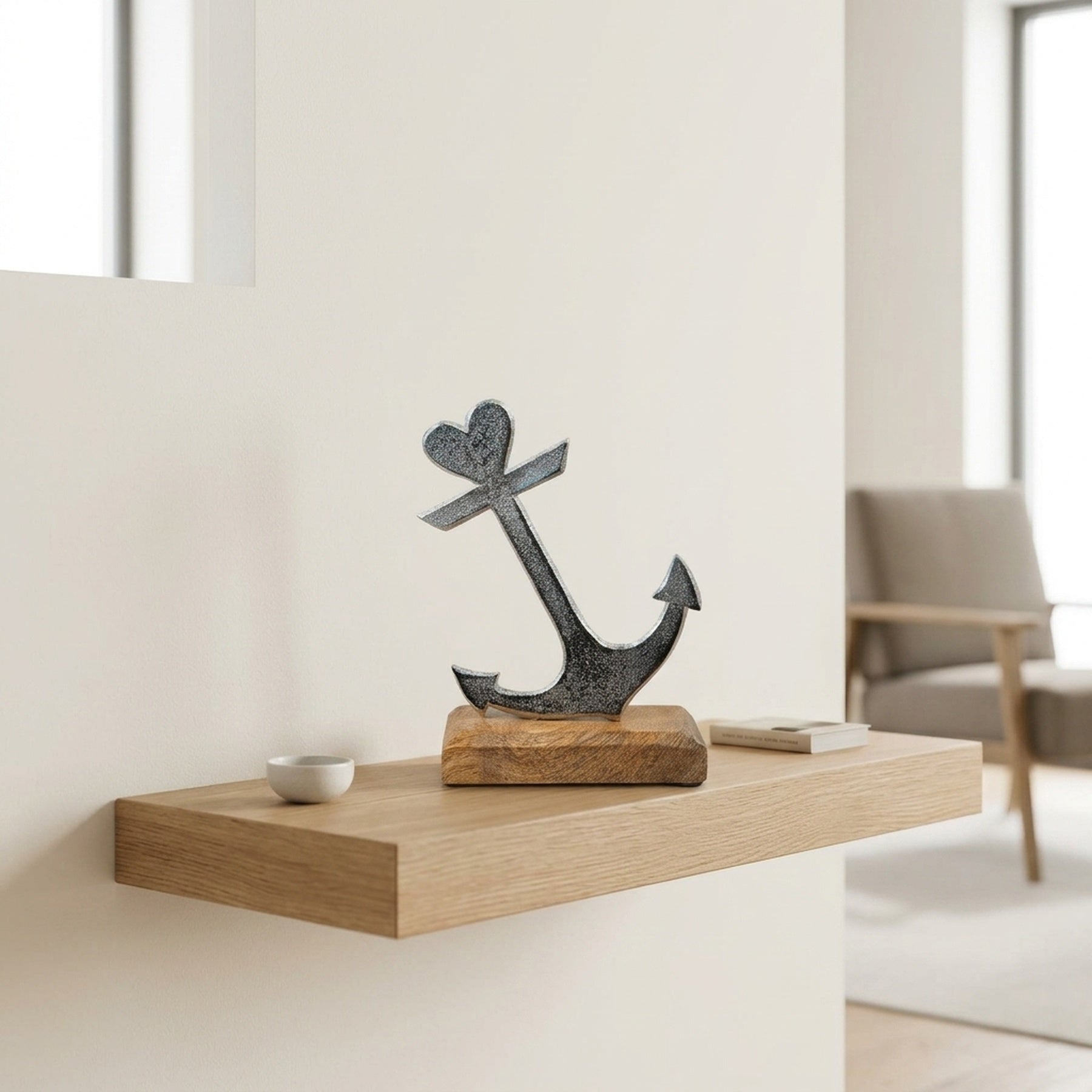 Aluminium Wood Anchor Heart Ornament