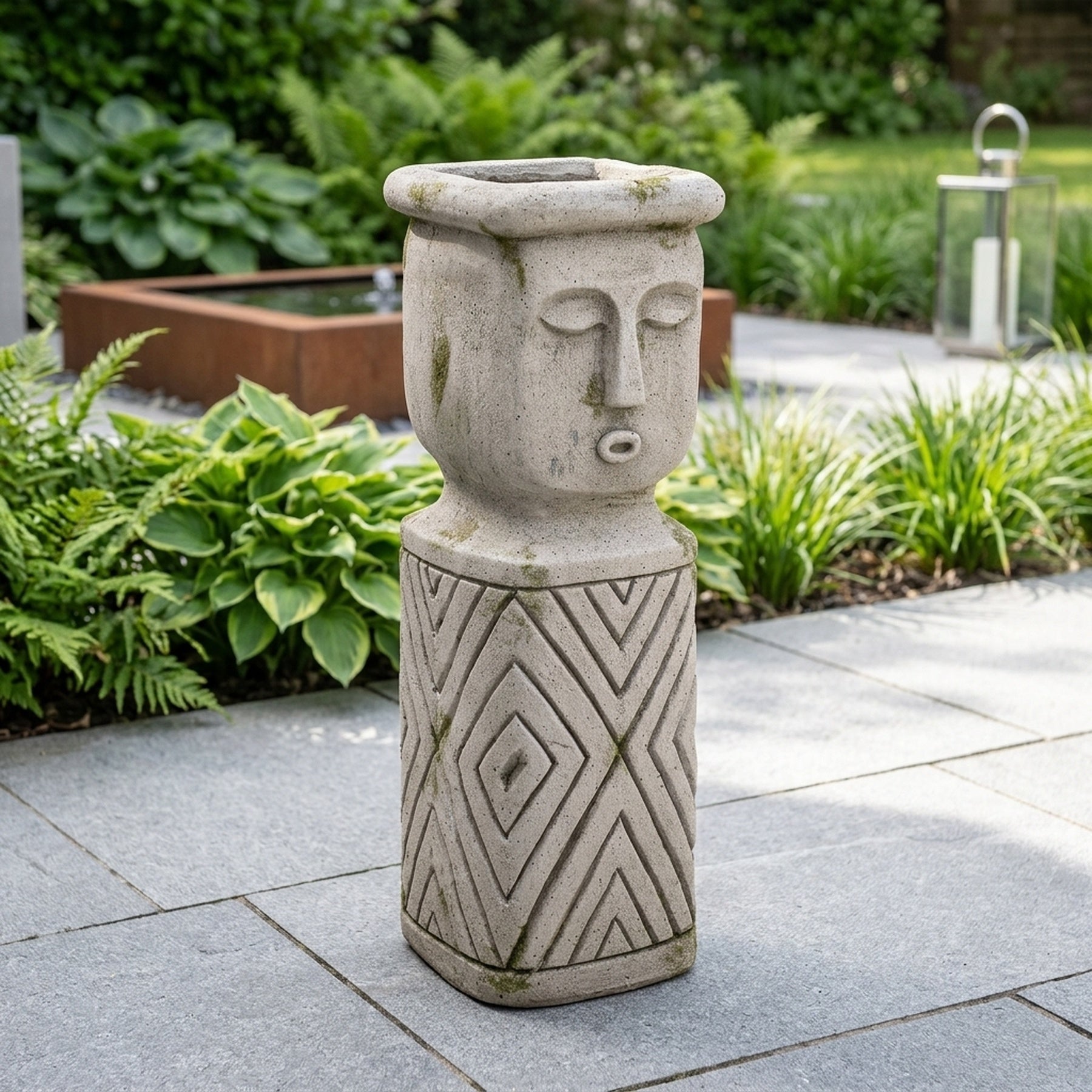 Decorative Aztec Inspired Pillar Planter