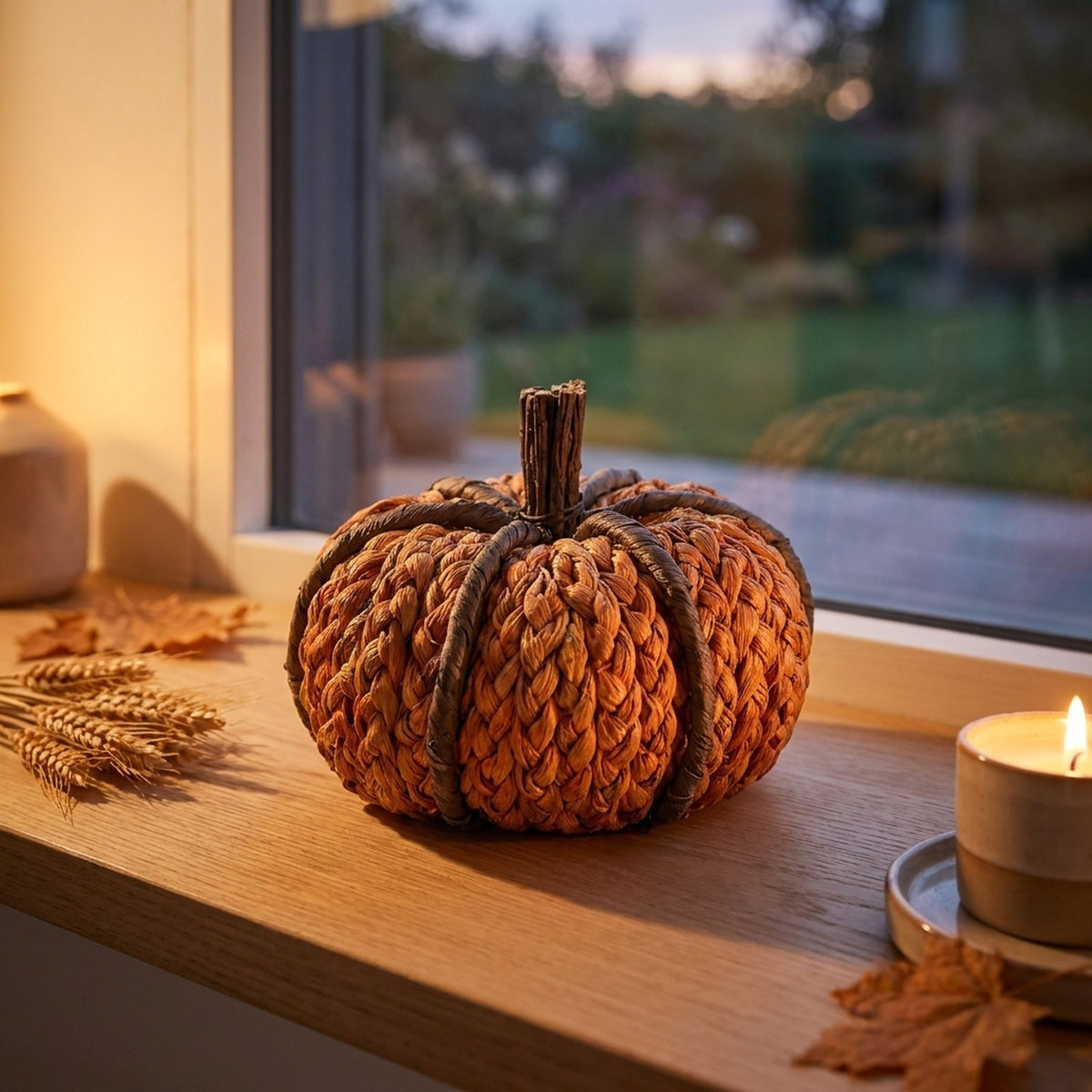 Rustic Corn Peel Pumpkin Ornament