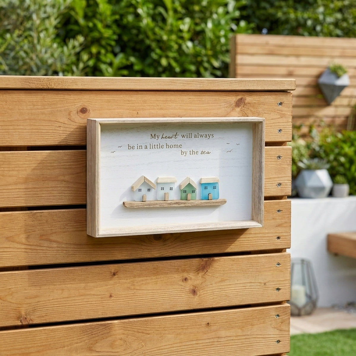 Coastal Glass Art Plaque Home By Sea