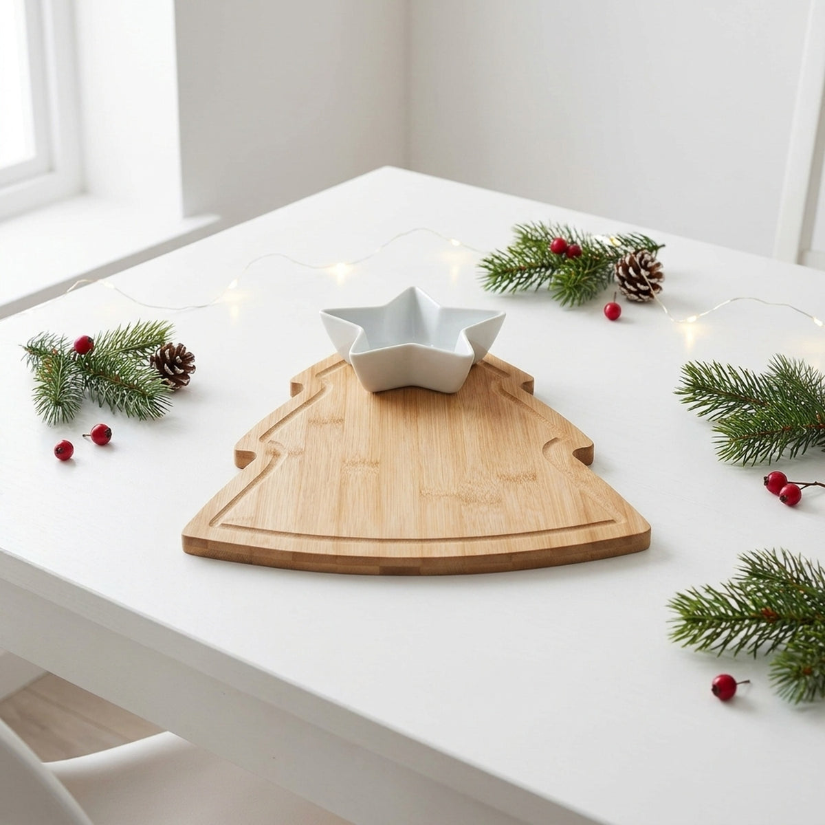 Tree Shaped Wooden Serving Board Set